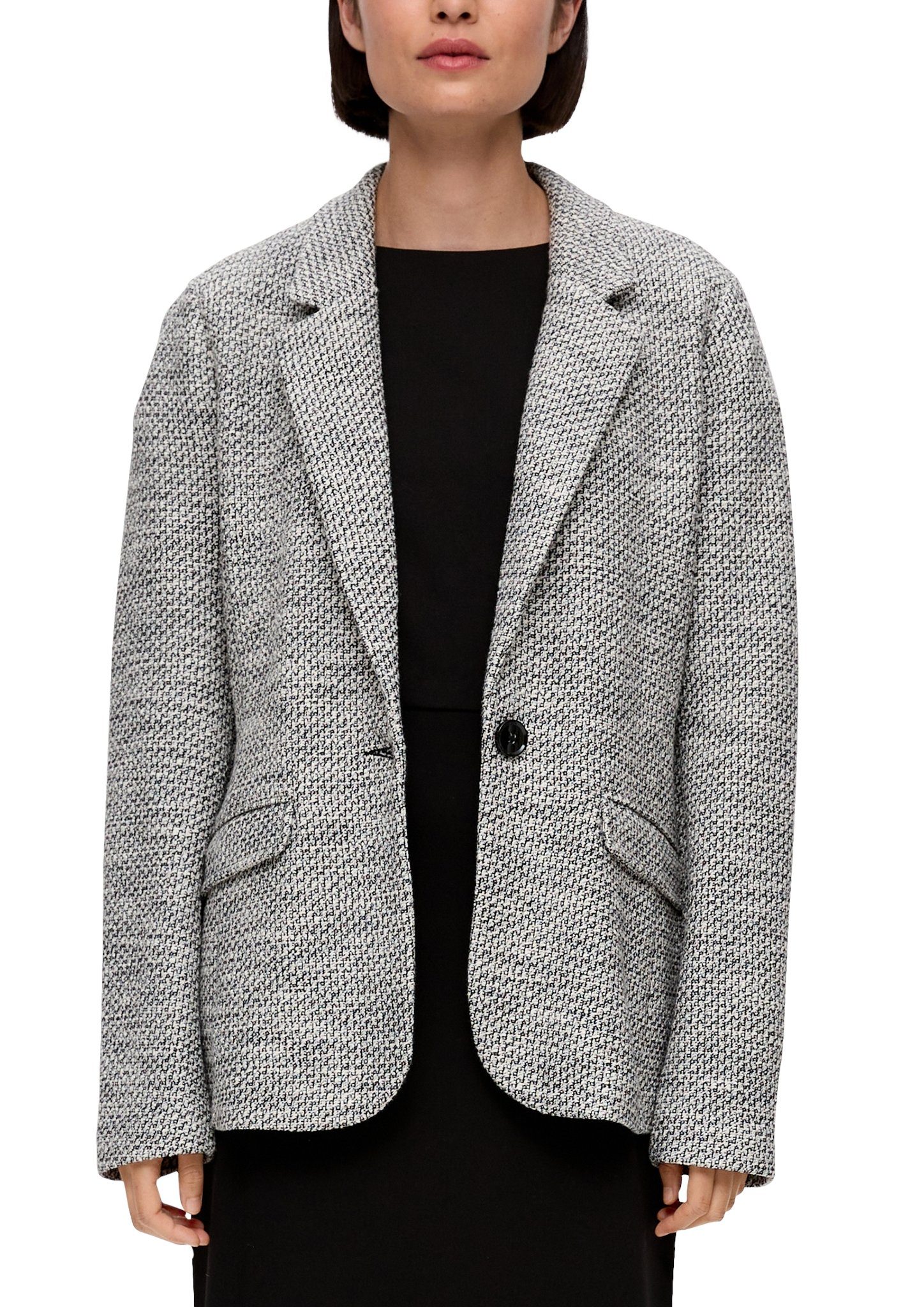 s.Oliver BLACK LABEL Korte blazer met klepzakken aan de voorkant