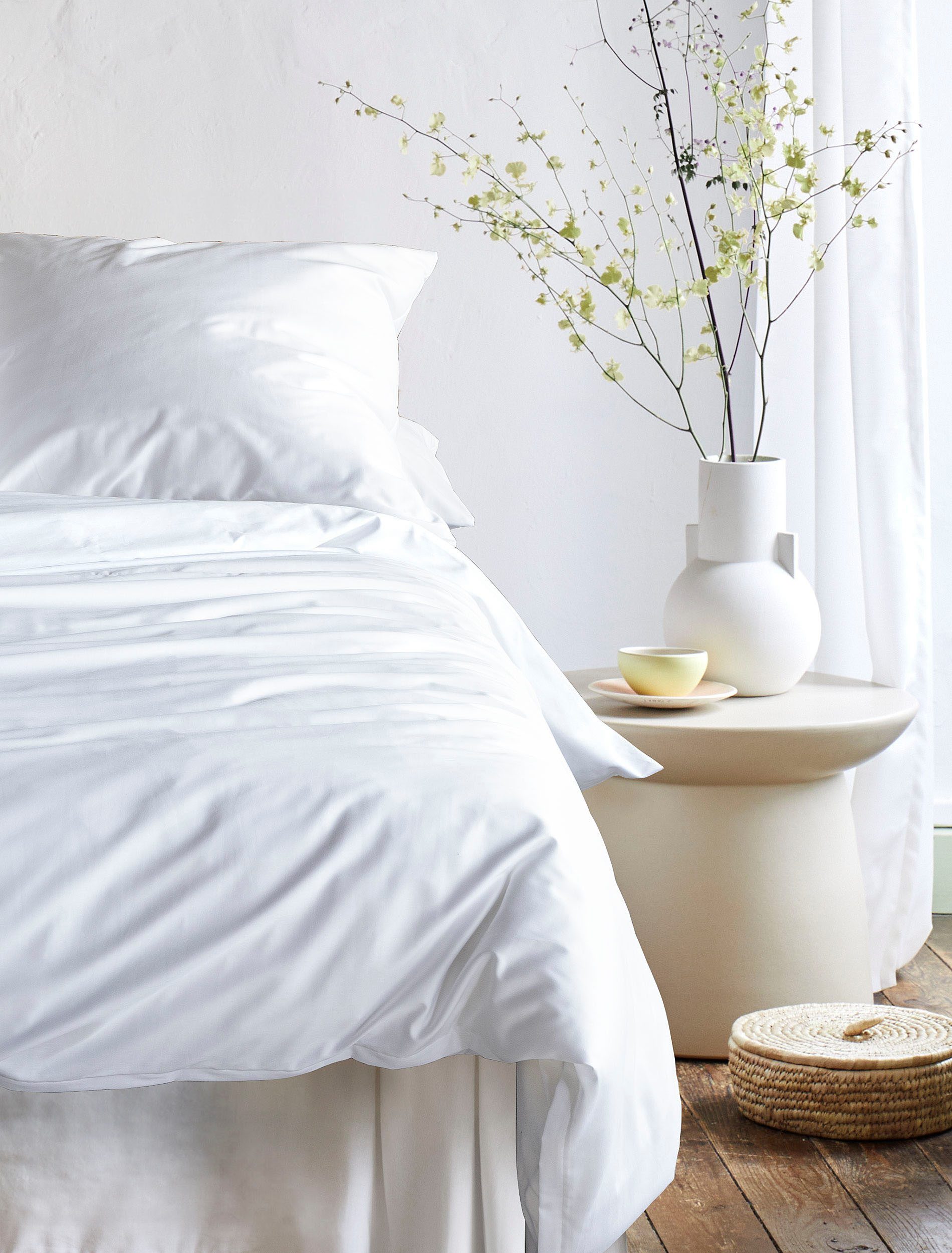 Irisette Overtrekset Premium satijnen beddengoed Parijs hoogwaardige uni premium beddengoed met rits, 100% katoen dekbedovertrekken wit