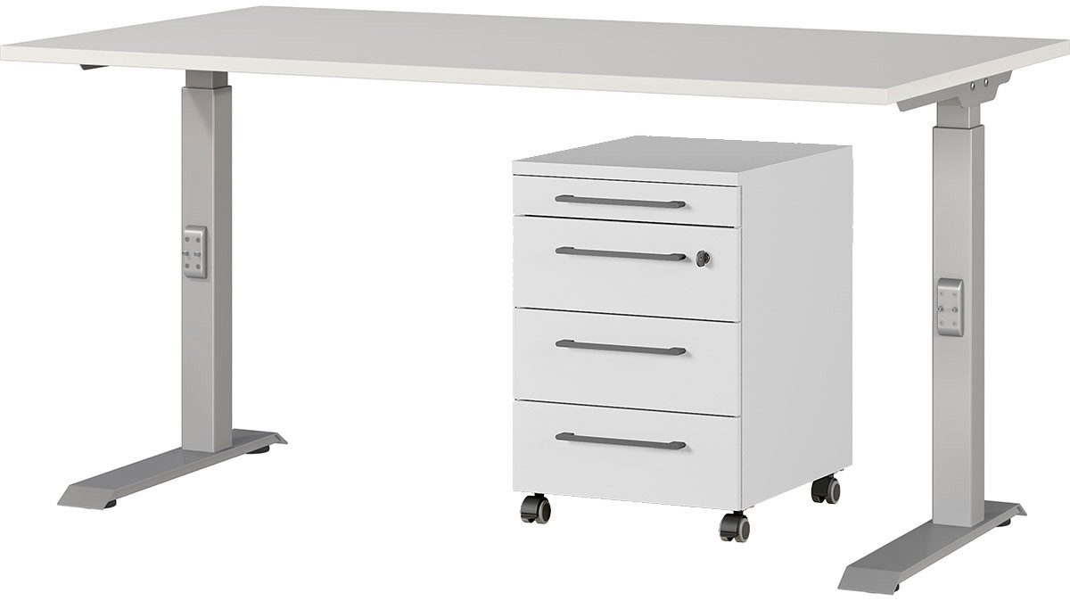 GERMANIA Kantoormeubelset Agenda Set bestaande uit in hoogte verstelbaar bureau en rolcontainer (2-delig) kantoorsets maat 197 cm x 91 cm x 80 cm
