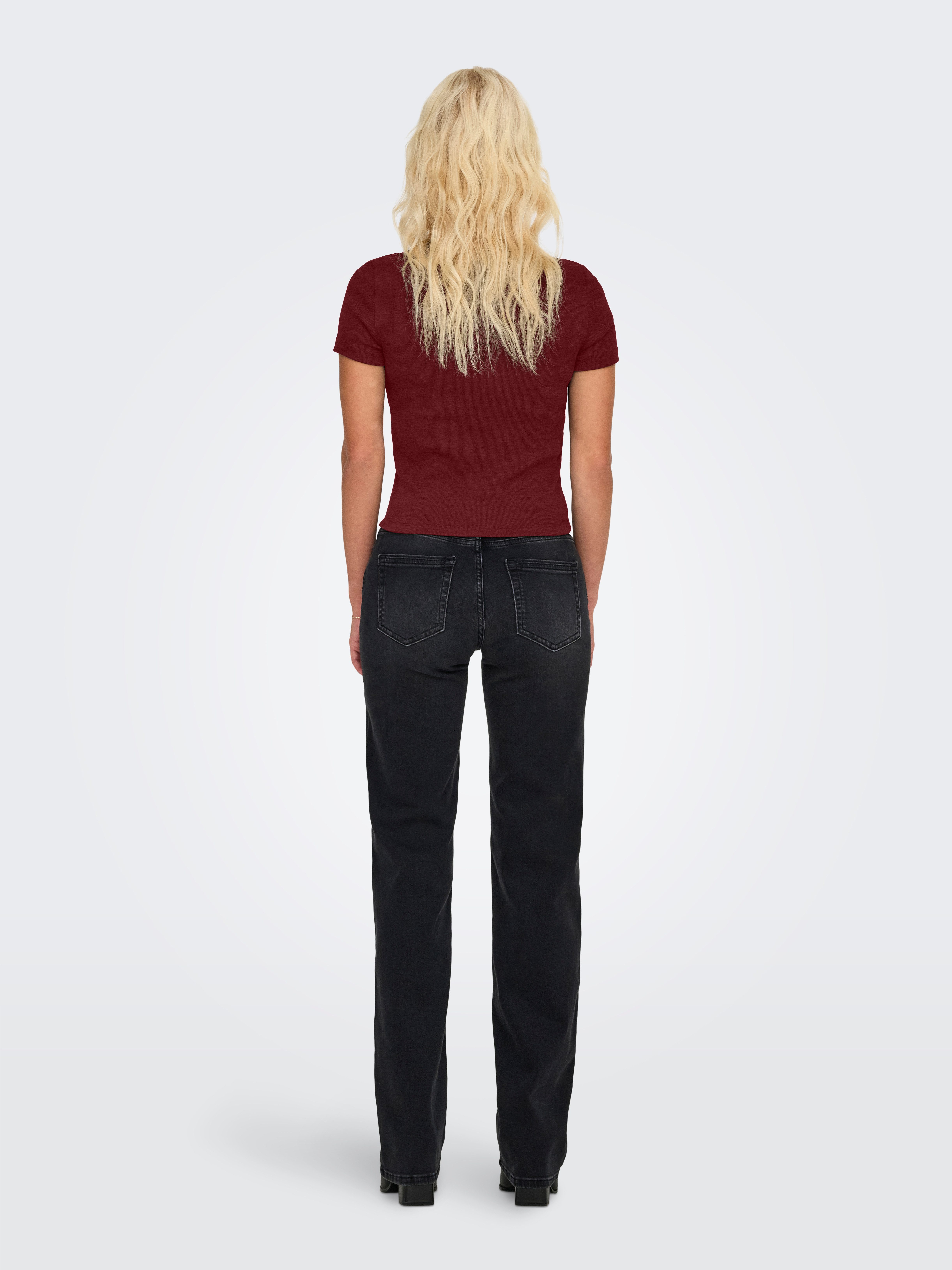 Only Shirt met korte mouwen ONLVAL S/S O-NECK TOP CC JRS