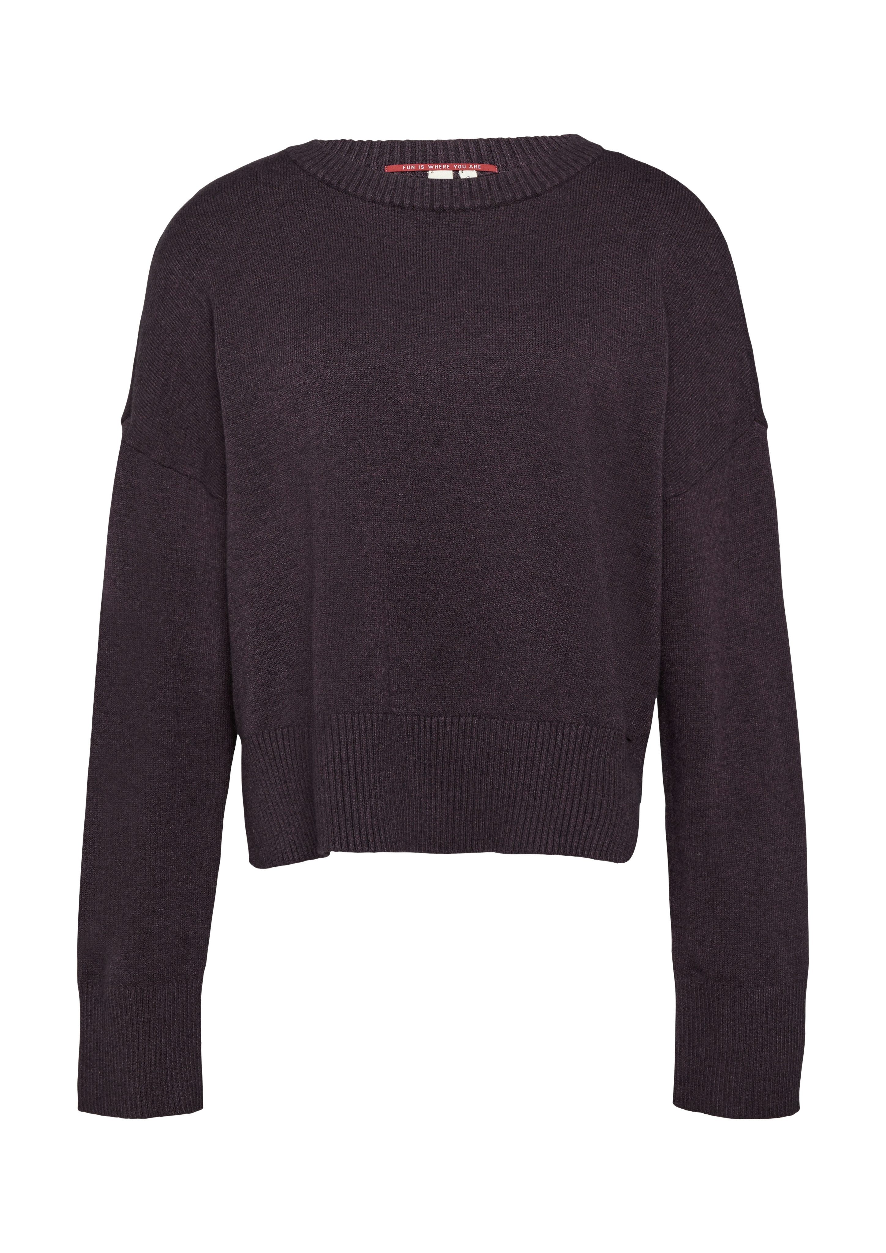 Q S designed by Trui met ronde hals met ribboorden