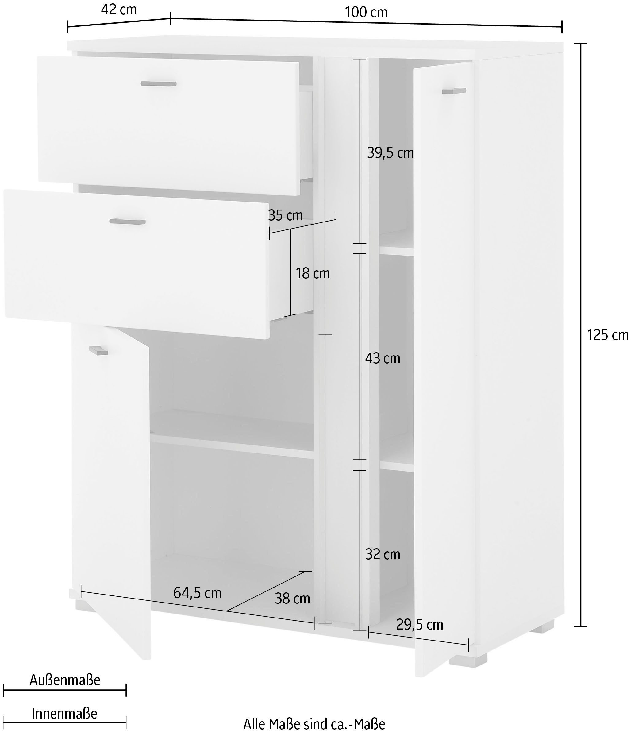 INOSIGN Highboard Long Island in moderne trendkleur, inclusief verticale verlichting, breedte 100 cm (1 stuk)