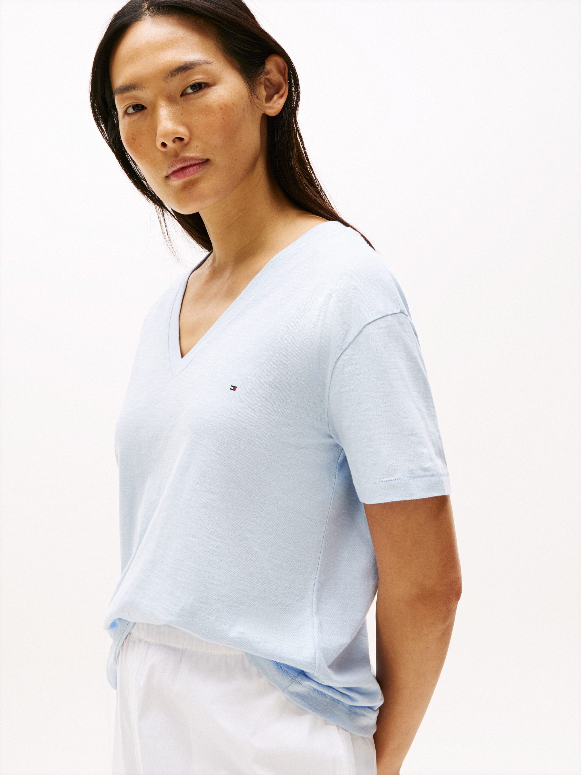 Tommy Hilfiger T-shirt SLUB CROP V-NK SS