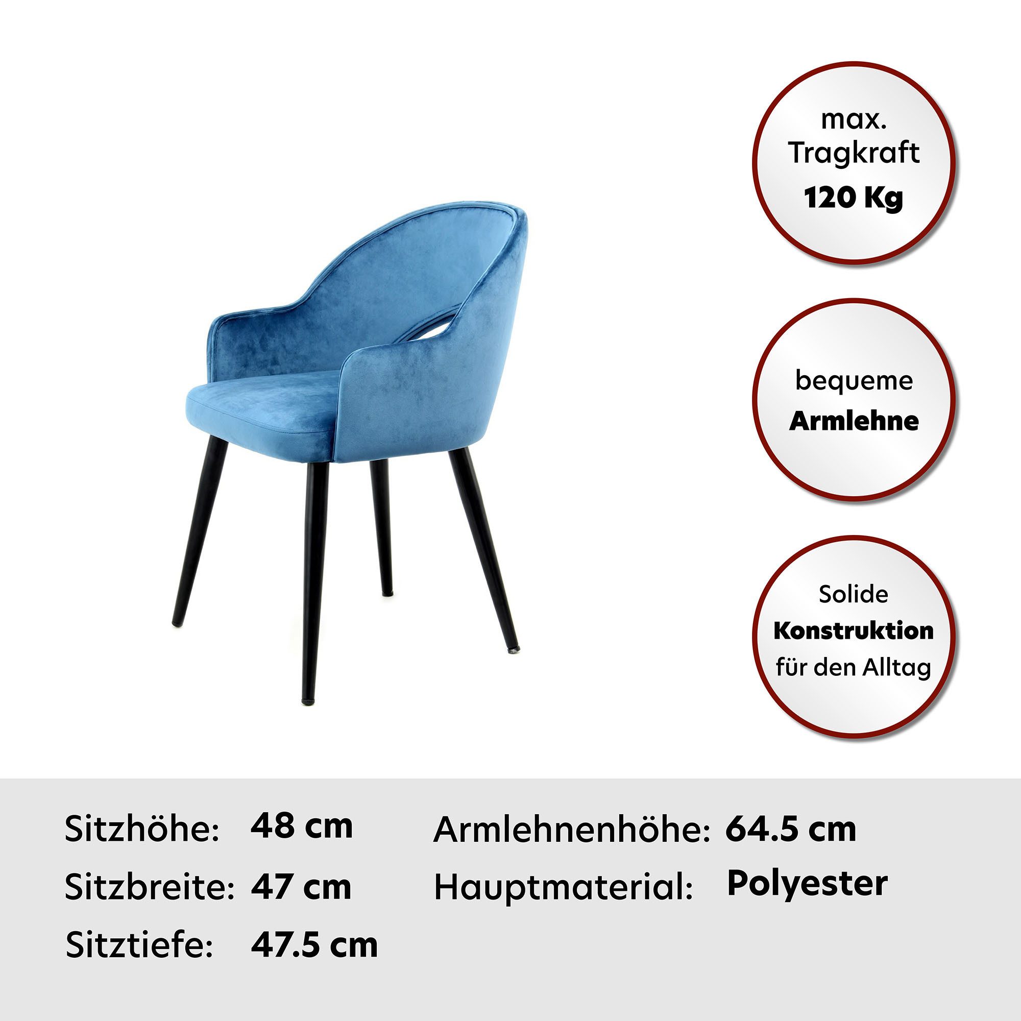 Kayoom Stoel Joris 110 2-delige set, effen ontwerp, met retro-karakter met armleuning, comfortabel, halve maan opening in de rugleuning (set, 2 stuks)
