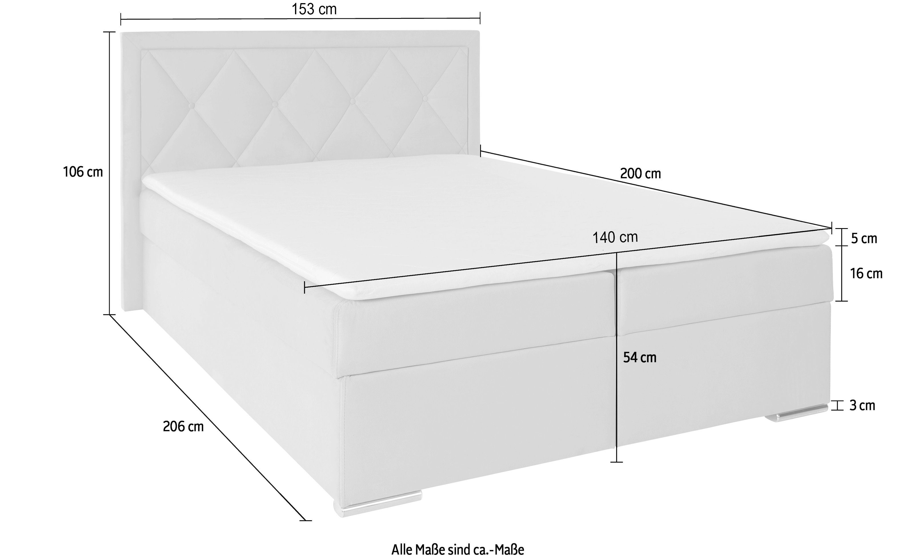 Leonique Boxspring Alfie, bestseller, optioneel met bedlade met capitonnage in het hoofdbord, h2, h3 en h4 ter keuze