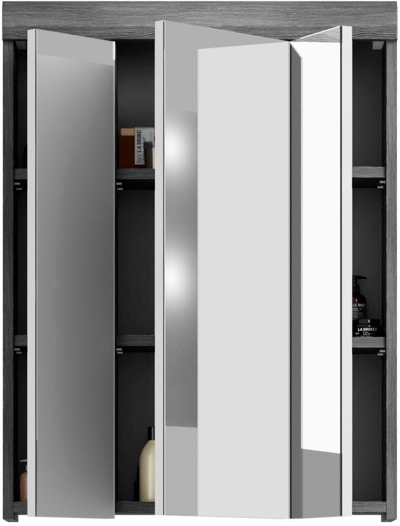 INOSIGN Badkamerspiegelkast Siena, breedte 60 cm, 3 spiegelt deuren, 9 vakken, 6 legplanken in verschillende kleuren verkrijgbaar, badkamermeubels, spiegel, badkamerkast, badkamer