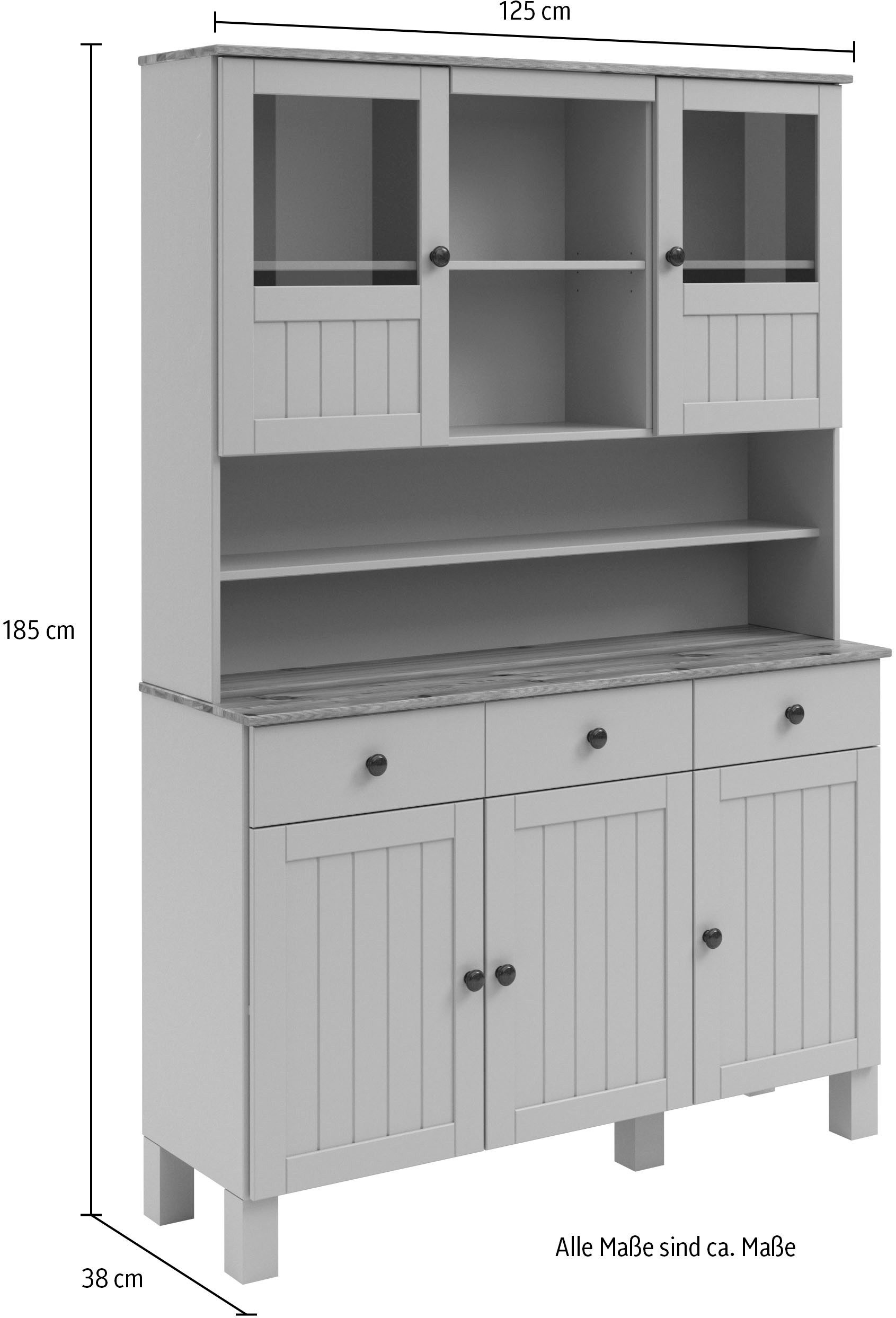 Home affaire Keukenbuffet Alby2 Met metalen grepen, breedte 125 cm