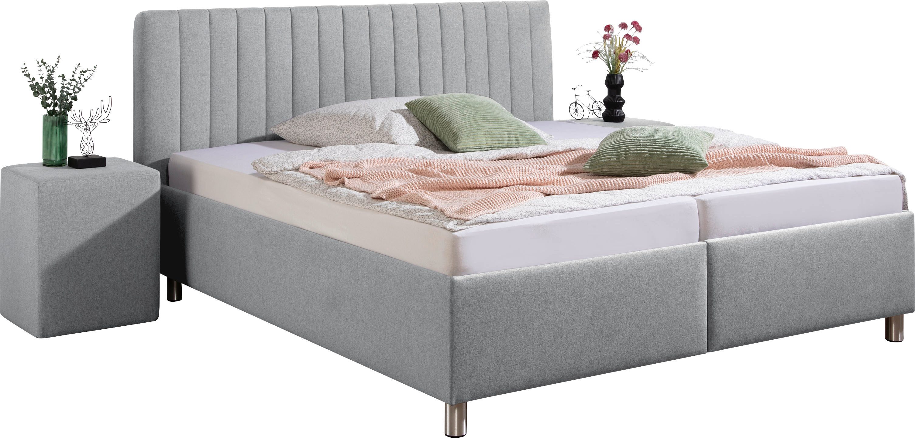 Maintal Gestoffeerd bed Kieferwald met bedlade, optioneel met bonnell- of pocketveringmatras
