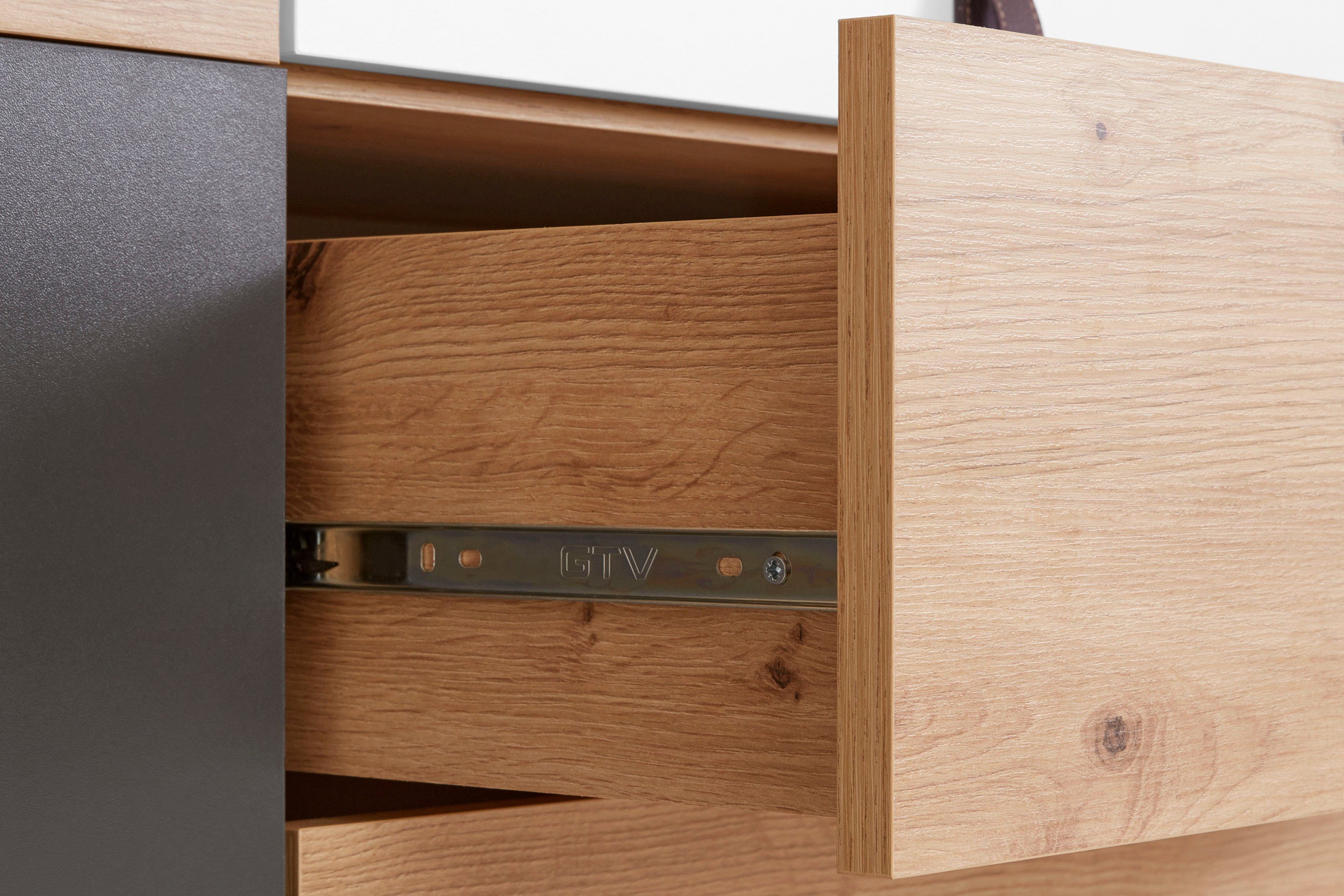 Homexperts Highboard BRISTOL , breedte 120 cm, hoogte 135 cm, met massief eiken poten