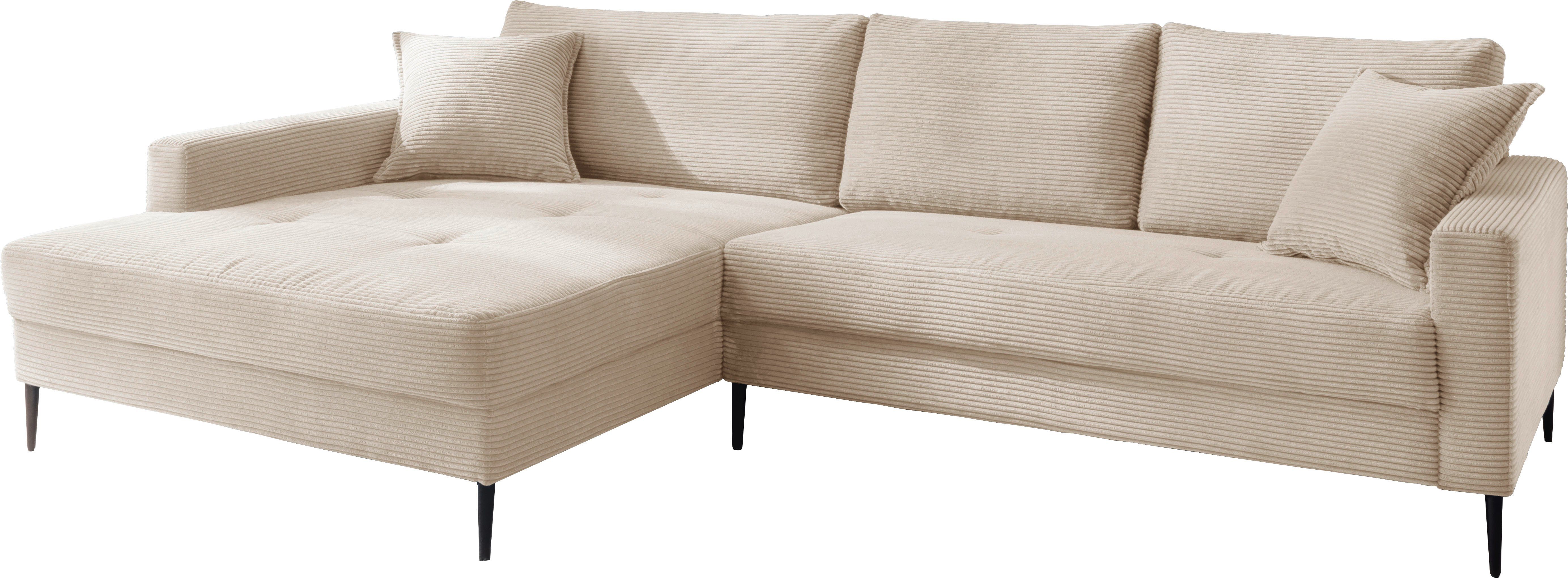 Trends by HG Hoekbank Summer L-vorm in cordstof met metalen voet