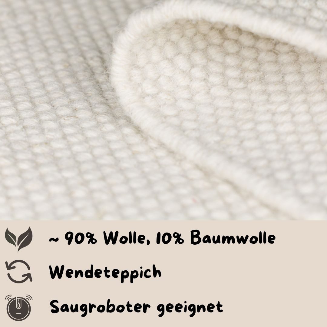 my home Set slaapkamerkleedjes Woolscape 1 Omkeerbaar tapijt, handgeweven kwaliteit, uni, 100% wol, woonkamer