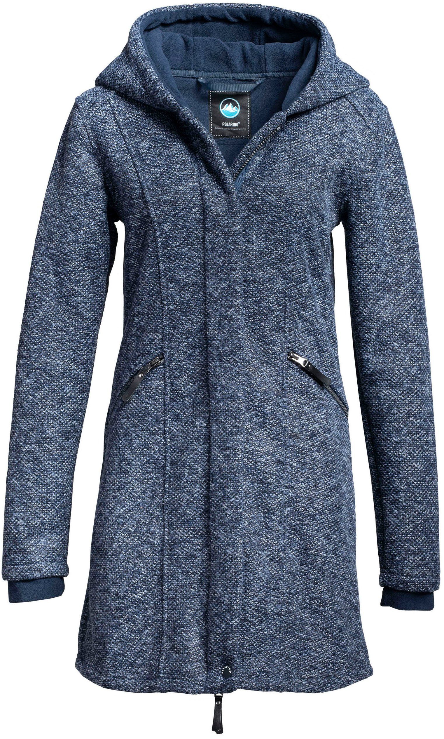 Polarino Gebreide jas ademend en warmte-isolerend. gebreide look aan de buitenkant, fleece aan de binnenkant.