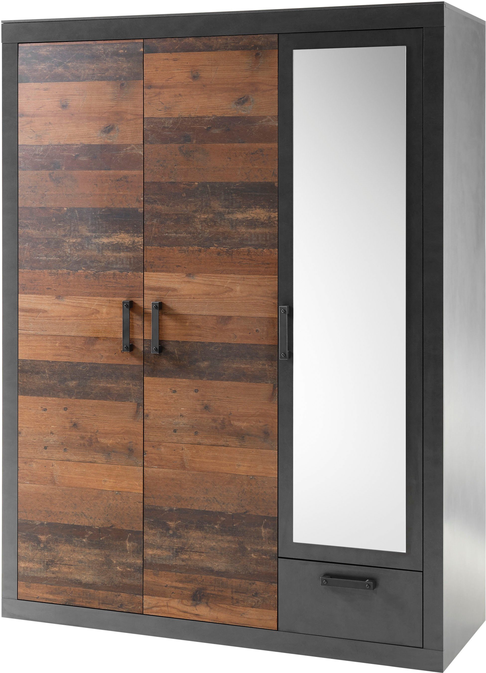 Home affaire Kledingkast BROOKLYN kast, draaideurkast, garderobe met zwarte handgrepen