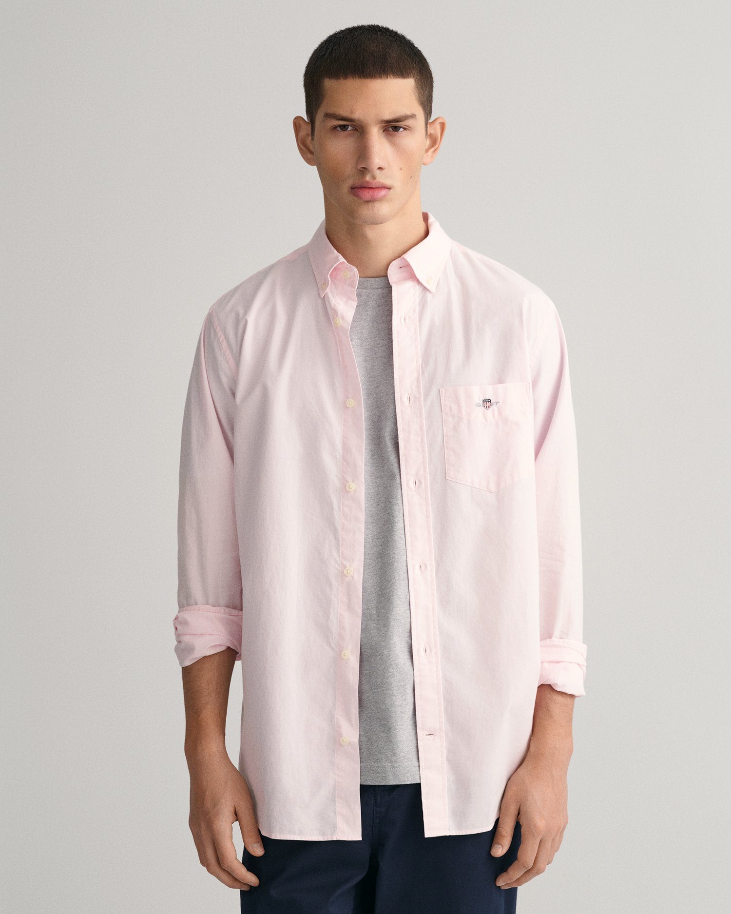 Gant Overhemd met lange mouwen Regular fit poplin overhemd licht slijtvast easy care