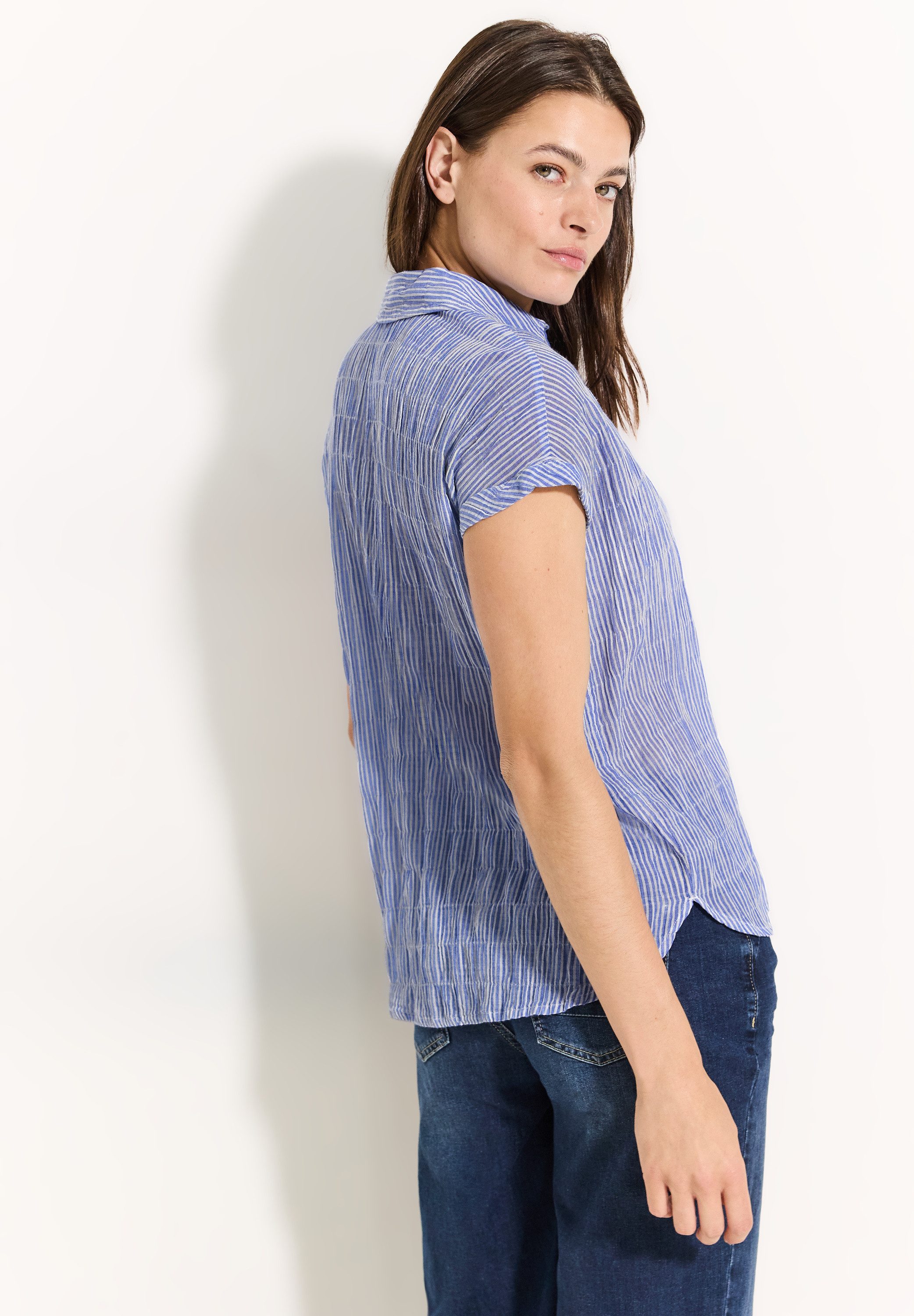 Cecil Blouse met korte mouwen in gekreukte look