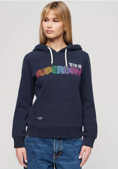 superdry hoodie rainbow logo graphic hoodie blauw