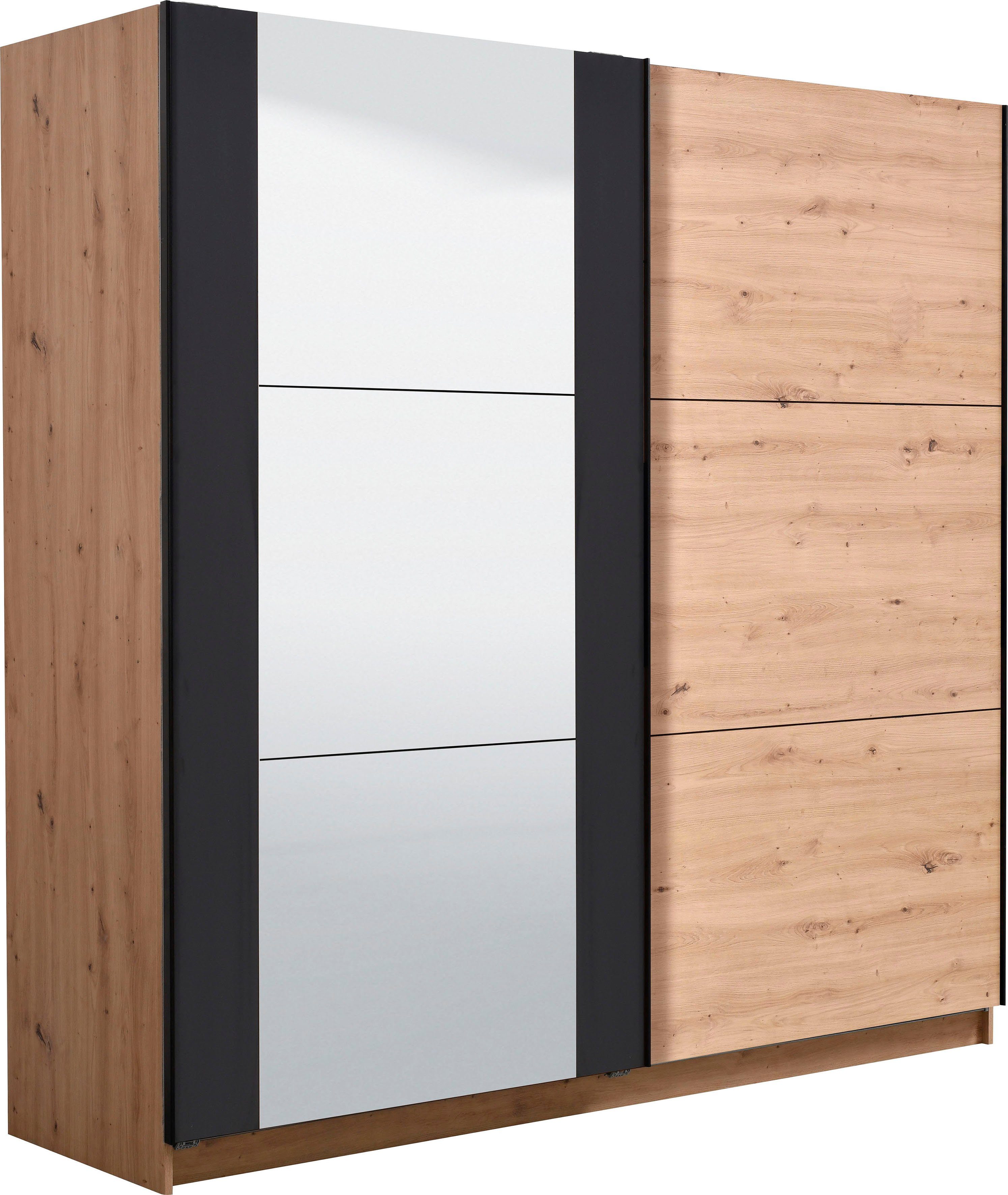 INOSIGN Zweefdeurkast Sardinia, kledingkast met spiegel, FSC®-gecertificeerd inclusief binnenindeling, 217x210x62,5 cm, abs beschermranden