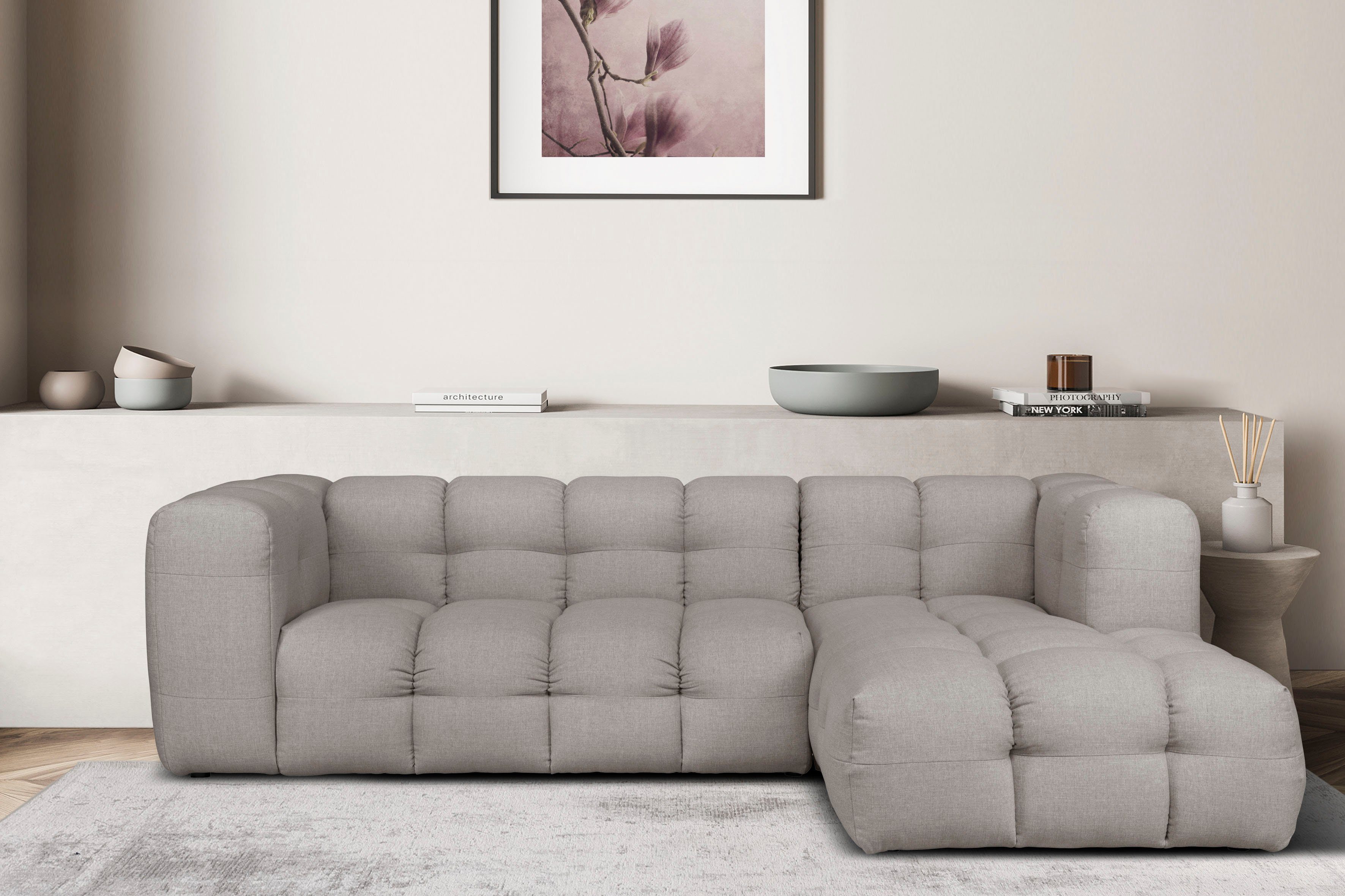LeGer Home by Lena Gercke Hoekbank TALISHA L-vorm designerbank, moderne quilt, B/D/H: 276/178/75 cm