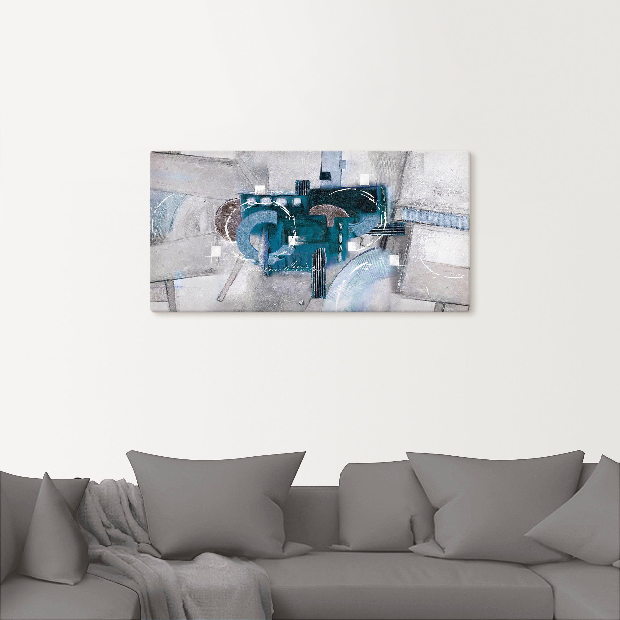 Artland Artprint Abstracte blauwe rondjes als artprint van aluminium, artprint voor buiten, artprint op linnen, poster, muursticker