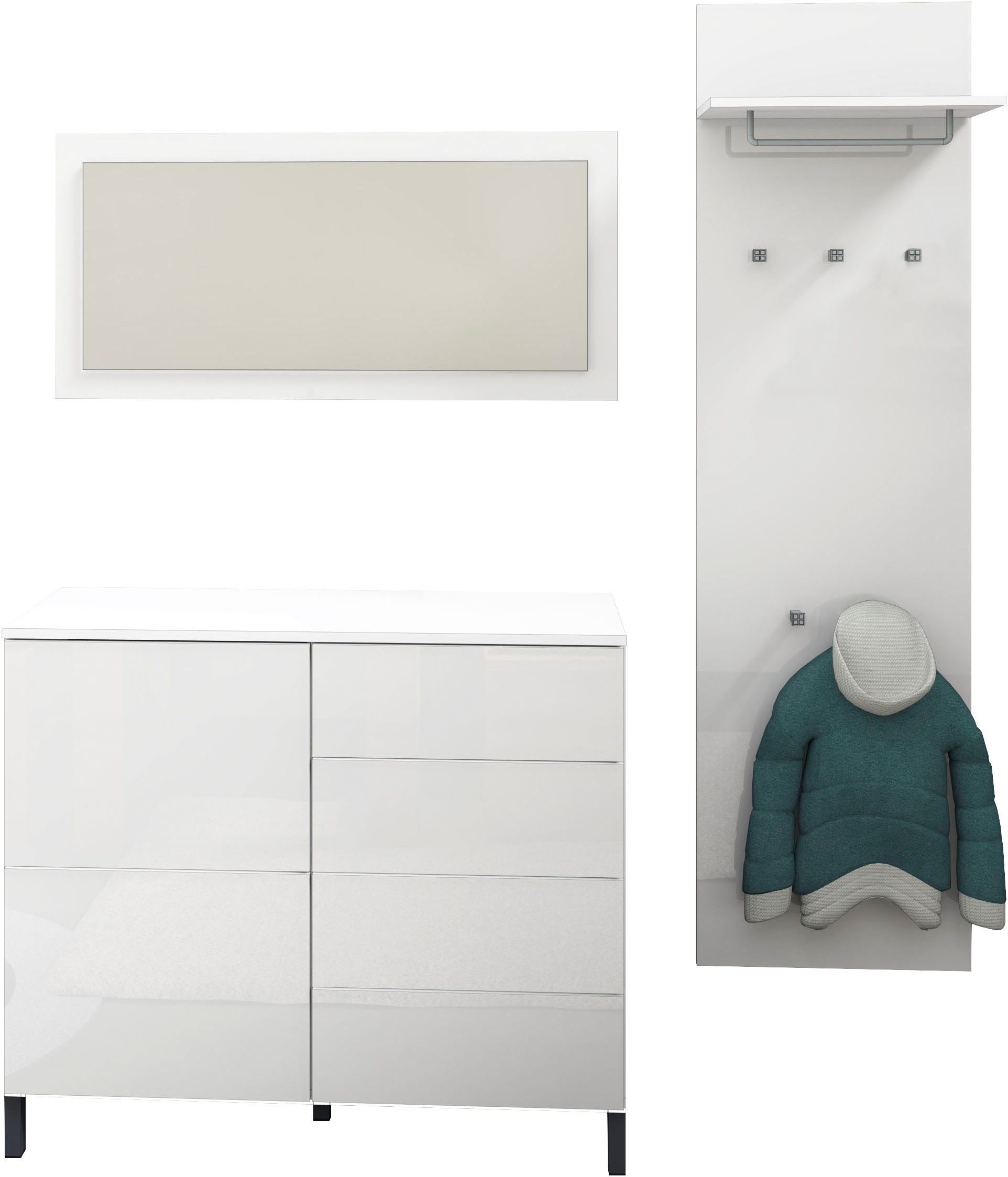 borchardt Möbel Halmeubelset Drukknop (Push-To-Open), in hoogte verstelbare planken (3-delig)