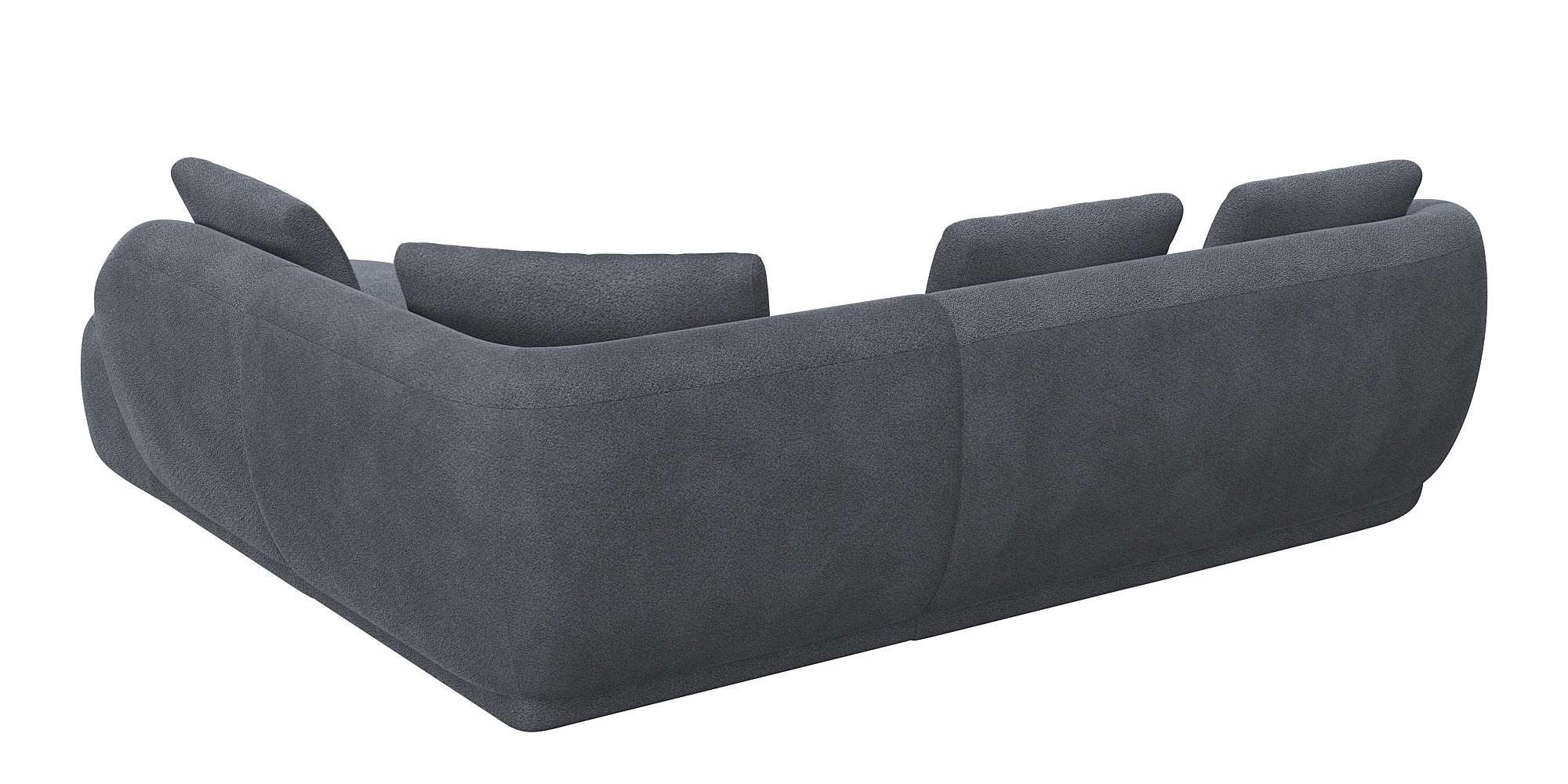 FLEXLUX Hoekbank Torino, rond, L-vorm, bankhoek met ottomane Modern, organisch bankontwerp, koudschuim, golfvering