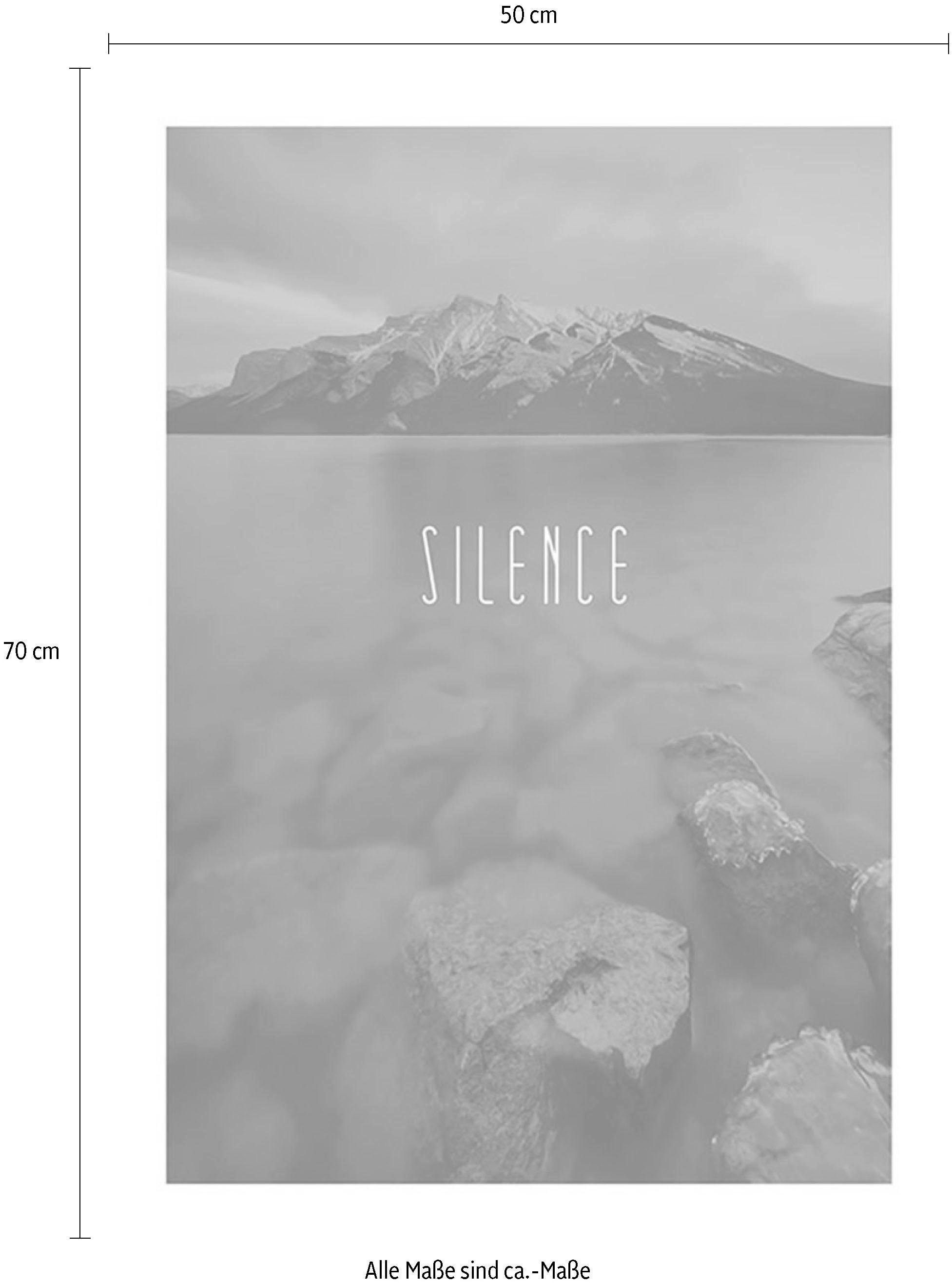 Komar Wanddecoratie Word Lake Silence blue Wanddecoratie - zonder lijst (1 stuk)