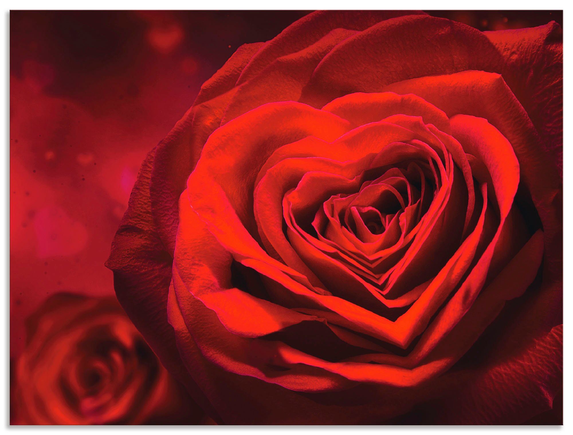 Artland Artprint Valentijnsuitnodiging met harten en rozen in vele afmetingen & productsoorten - artprint van aluminium / artprint voor buiten, artprint op linnen, poster, muurstic