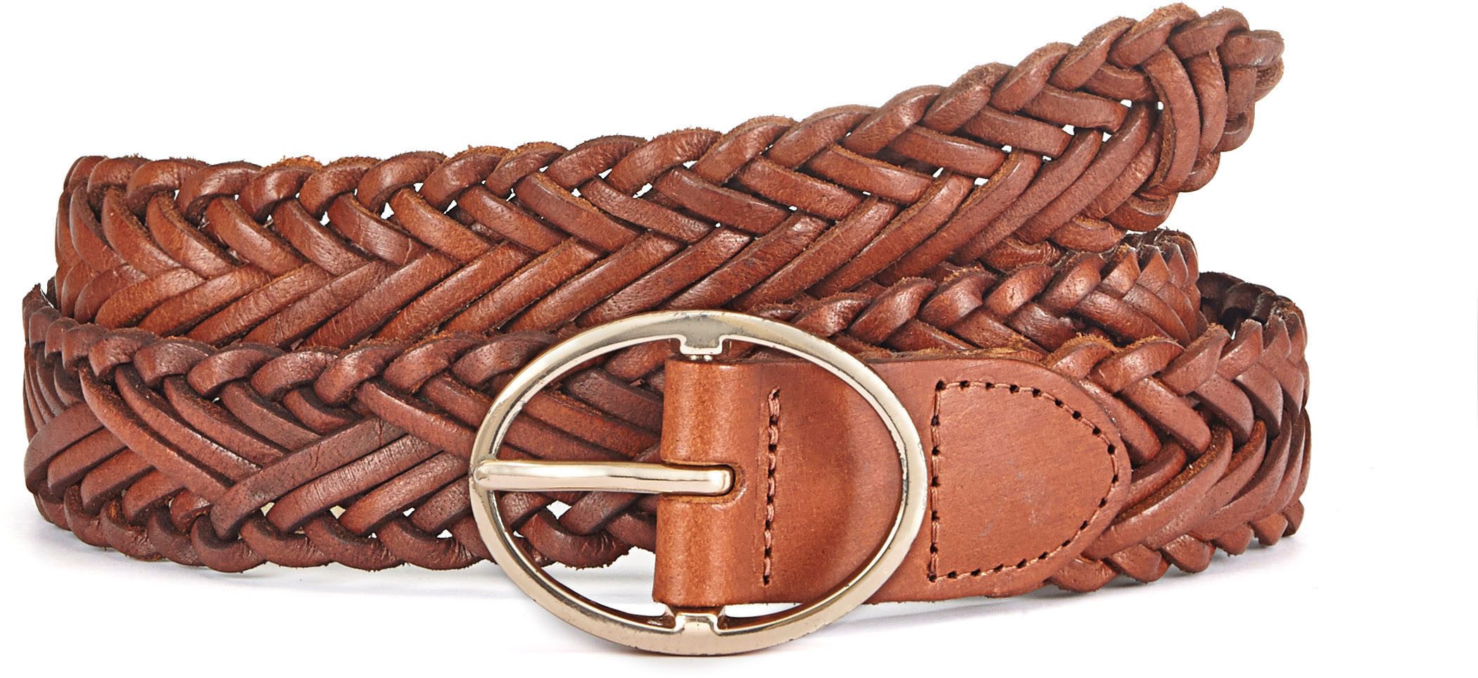 Lascana Leren riem Heupriem Vlechtriem, broekriem, riem van leer voor jeans & jurken dames brede riemen maat 80 bruin