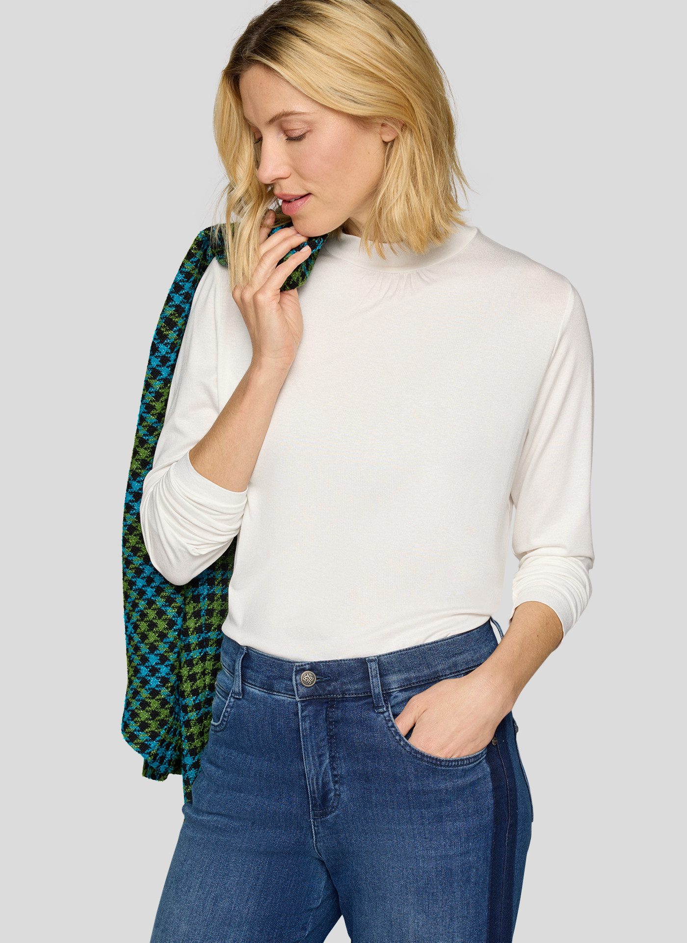 Rabe Shirt met lange mouwen met opstaande kraag en van viscose