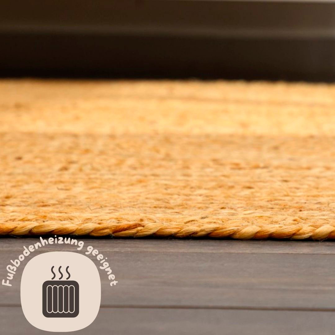 my home Set slaapkamerkleedjes Bjarka gemêleerd, 100% jute, handgeweven, ook als loper en in rond verkrijgbaar
