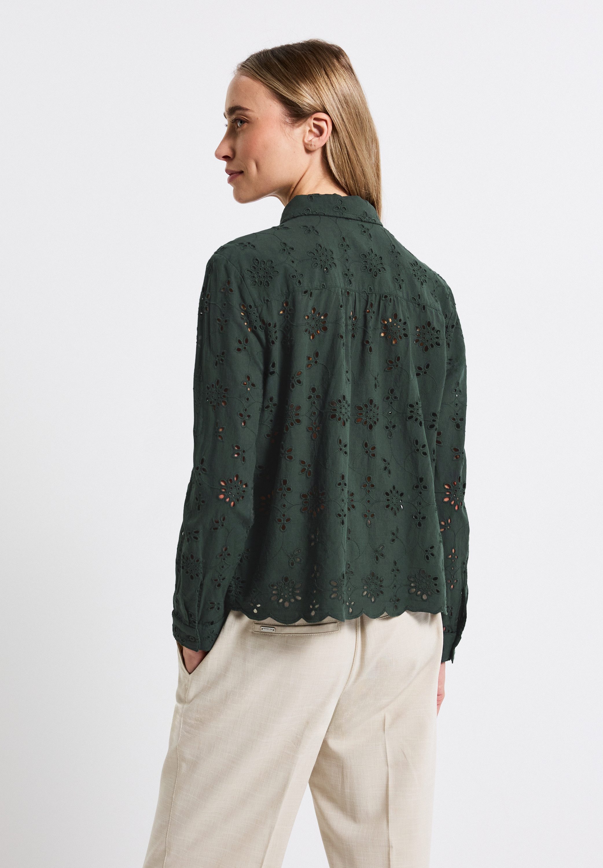 STREET ONE Overhemdblouse met broderie anglaise