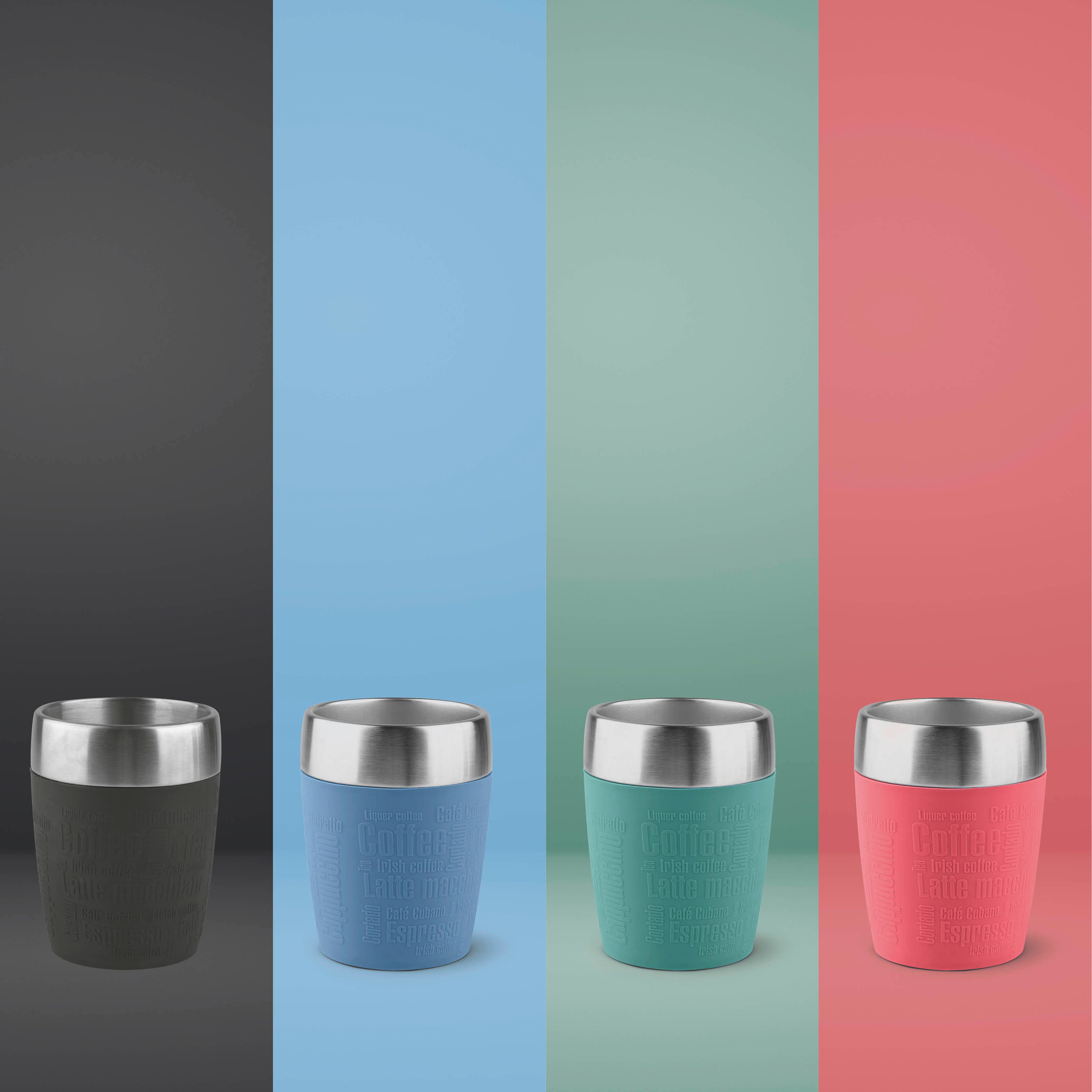 Emsa Thermosbeker Travel Mug 0,2 liter, roestvrij staal, drink- en ijsbeker, rubberen manchet (1-delig)