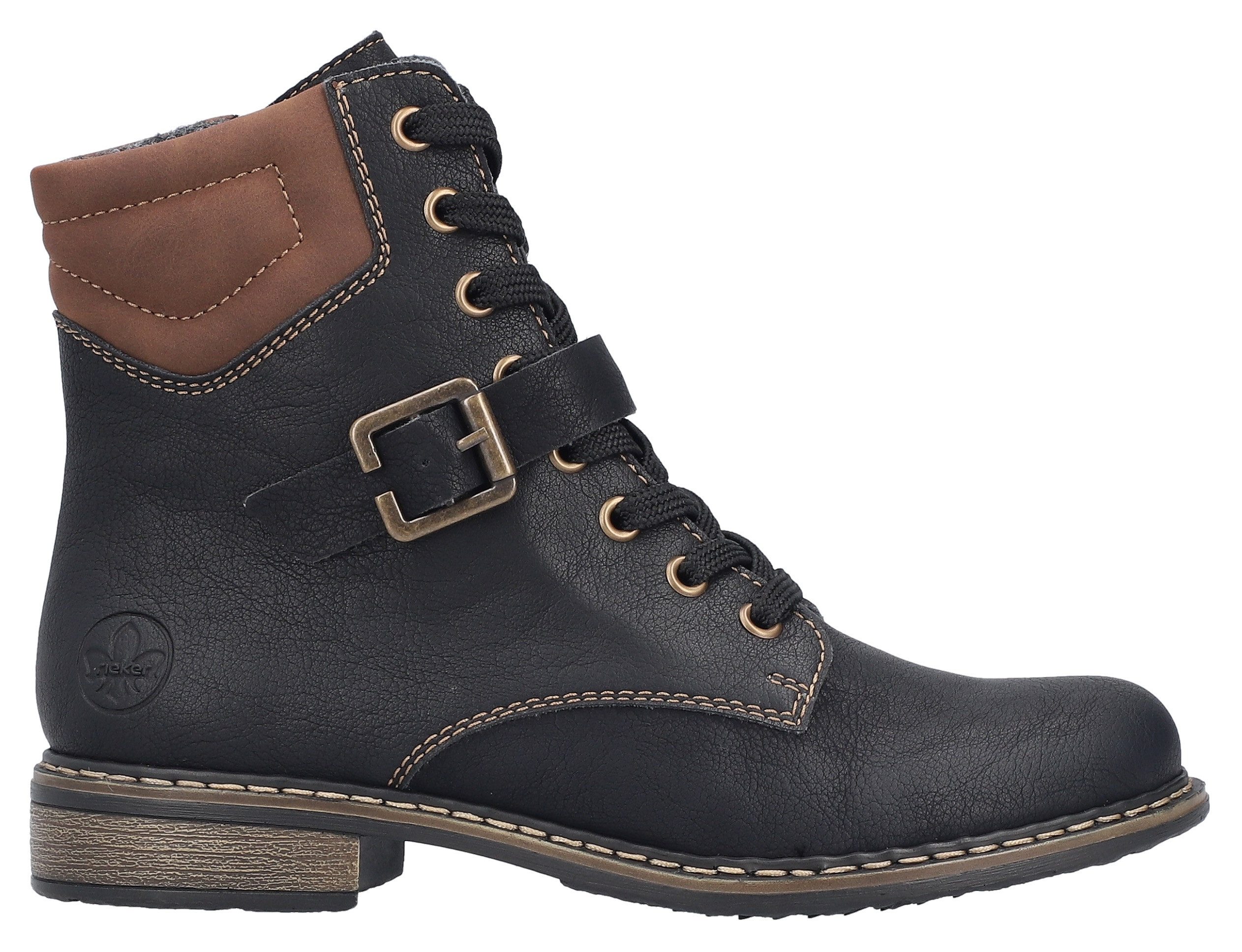 Rieker Veterlaarsjes Veterboots, enkellaarsjes, blokhak, met gewatteerde schachtrand
