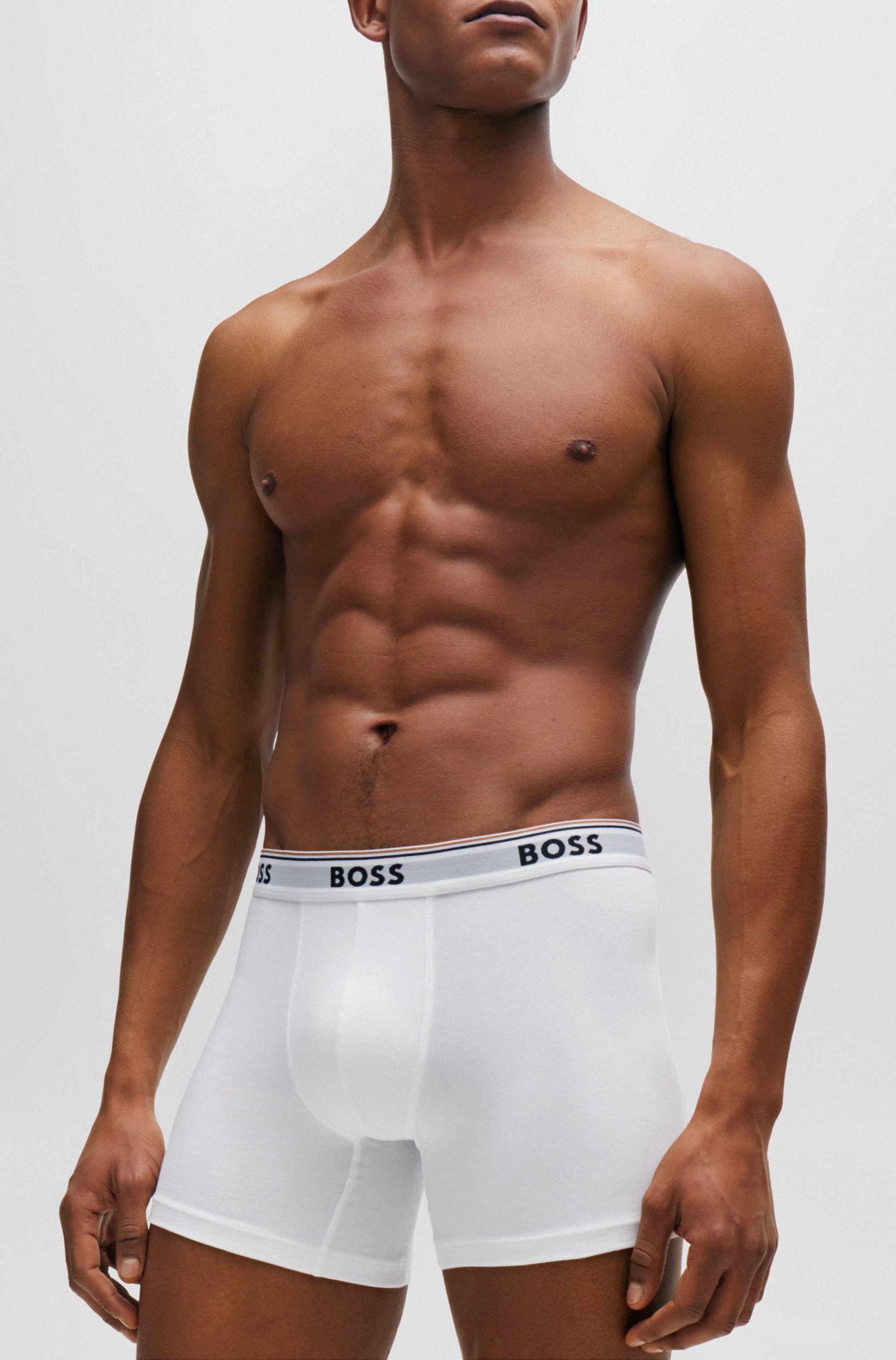 BOSS Lange boxershort BRIEF 3 PACK met in kleur bijpassende weefband (3 stuks)