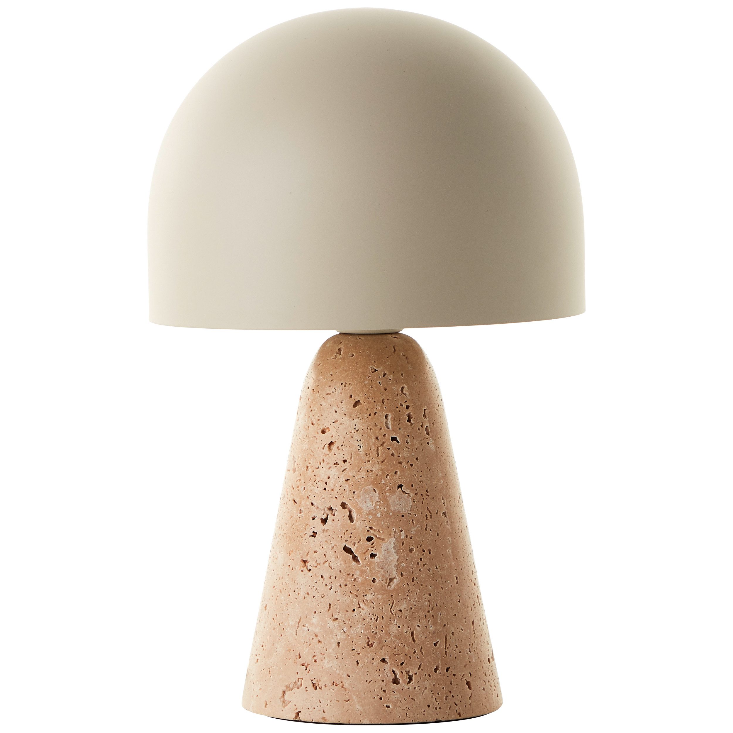 Brilliant Leuchten Tafellamp Nalam met travertijn voet en metalen kap, e14, 31 x 20 cm, beige