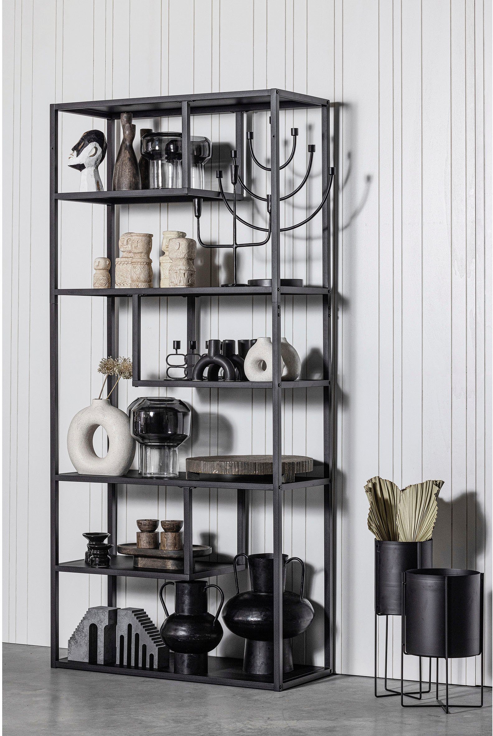 WOOOD Boekenkast Teun van metaal, veel ruimte, h 188 cm x b 85 cm