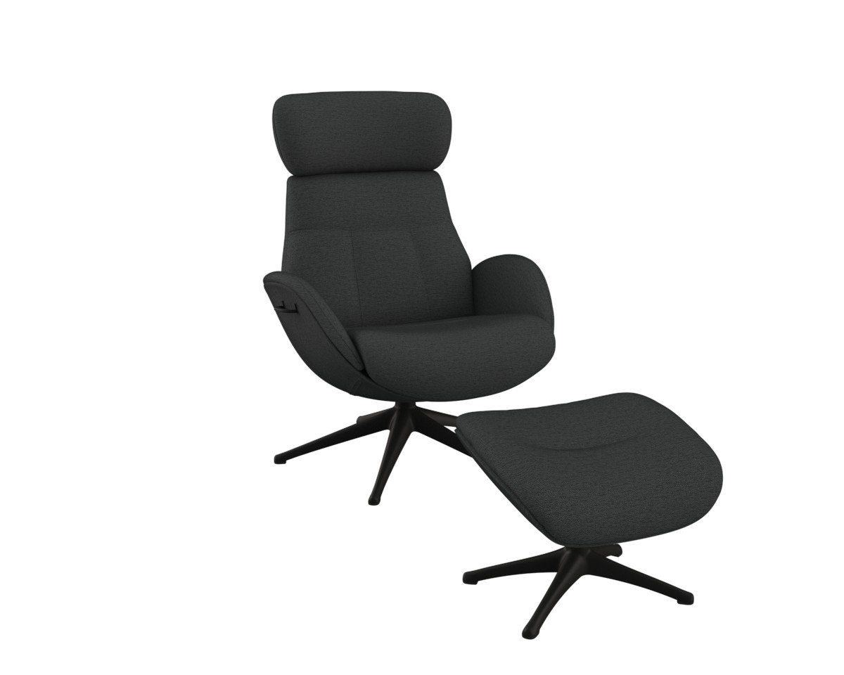 FLEXLUX Relaxfauteuil Relaxchairs Elegant Eersteklas comfort, rug- en hoofdsteunverstelling, draaibaar, zwarte voet