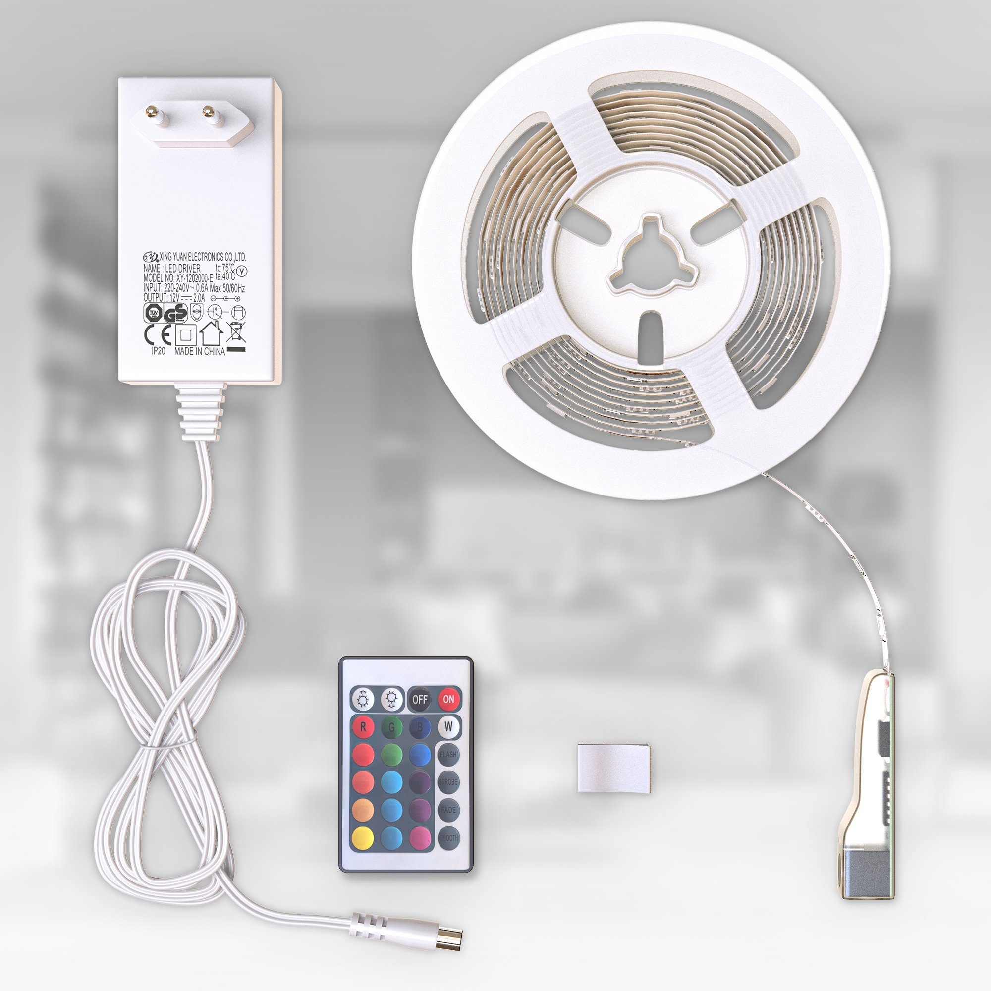B.K.Licht Led-strip LED strip 3m, RGB, afstandsbediening, zelfklevend, kleurverandering, inkortbaar