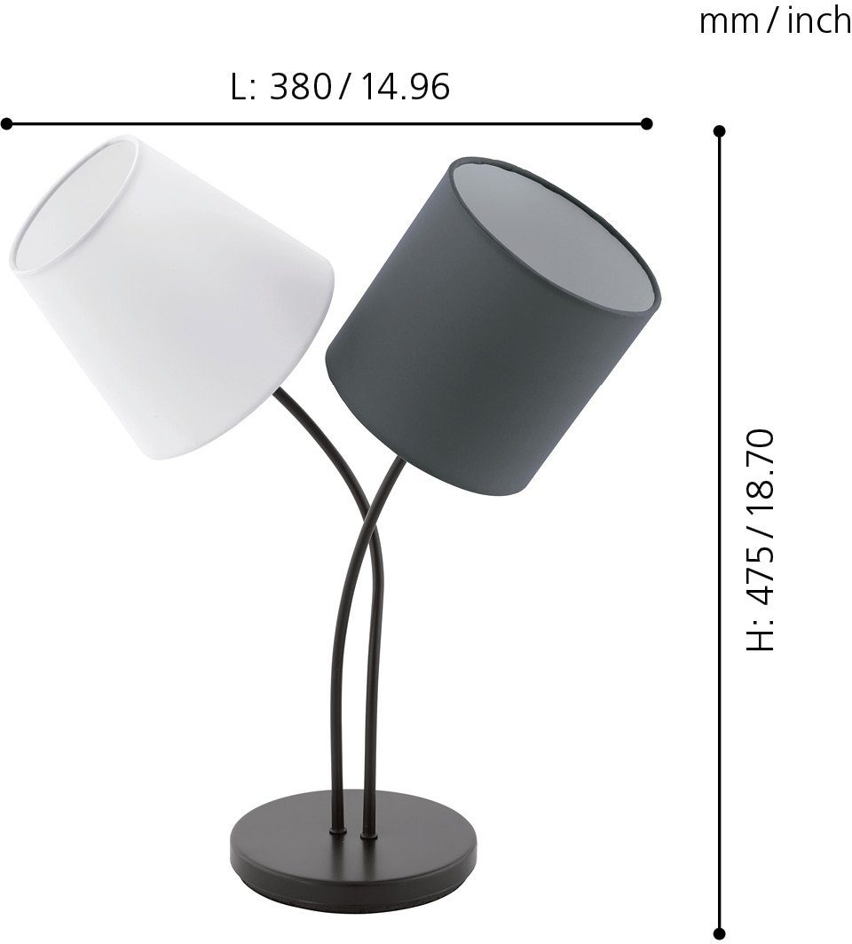 EGLO Tafellamp ALMEIDA L38 x H47,5 x B18,5 cm / excl. 3x E14 (elk max. 25 W) / van stof