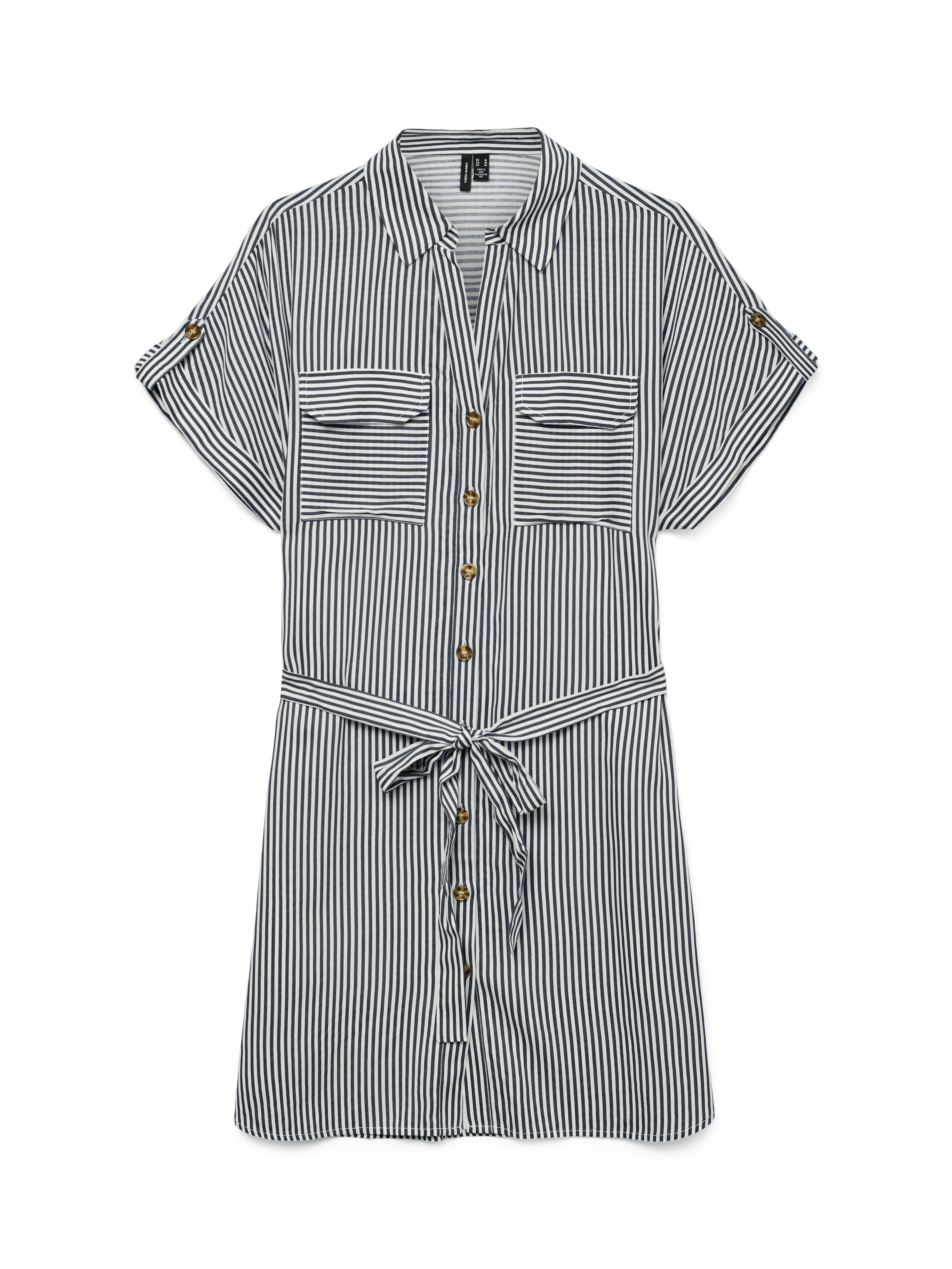 Vero Moda Midi-jurk VMBUMPY SS SHORT SHIRT DRESS WVN GA NOOS