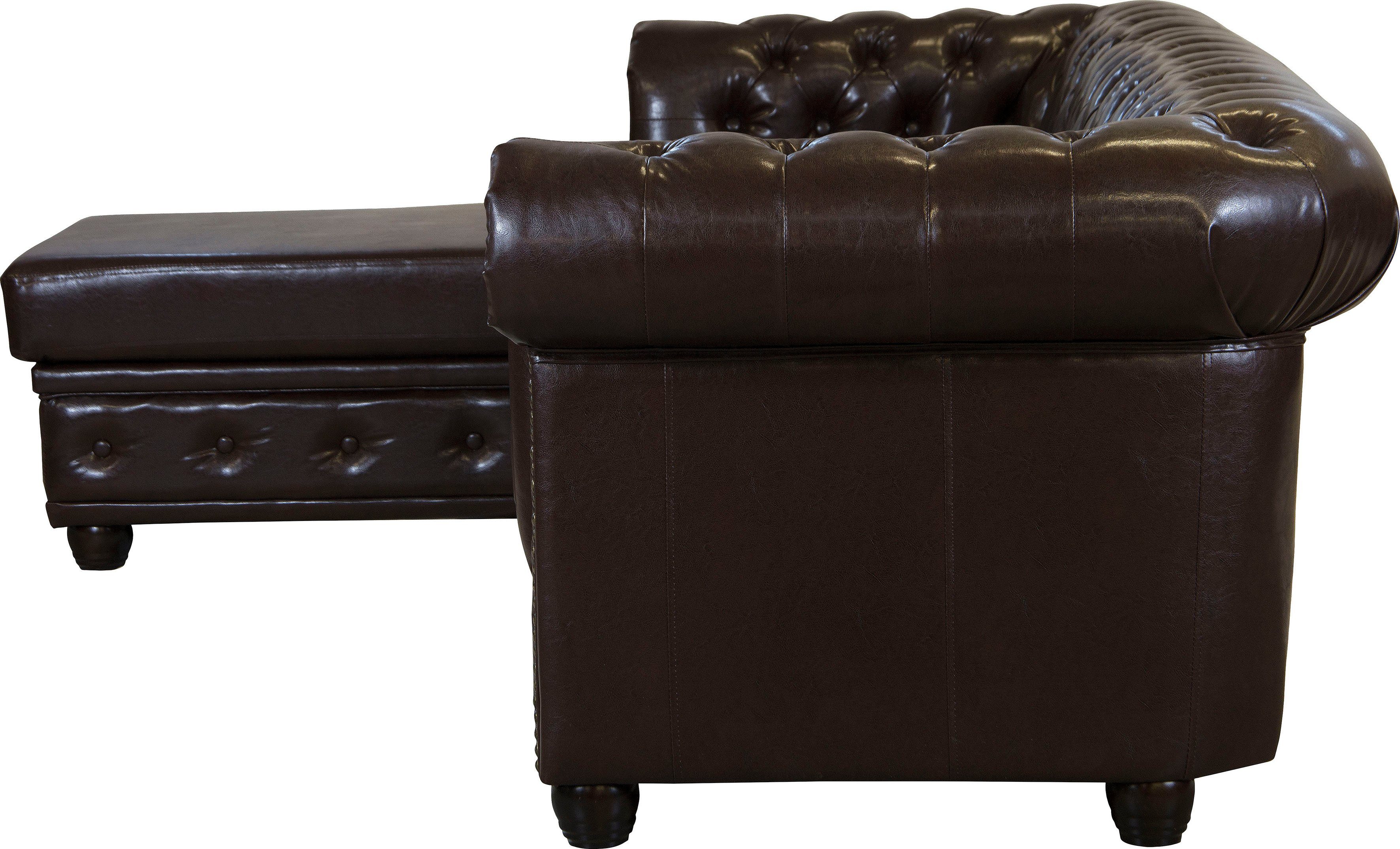 Home affaire Chesterfield-bank Rysum L-vorm Chesterfield-look met afsluitende ottomane