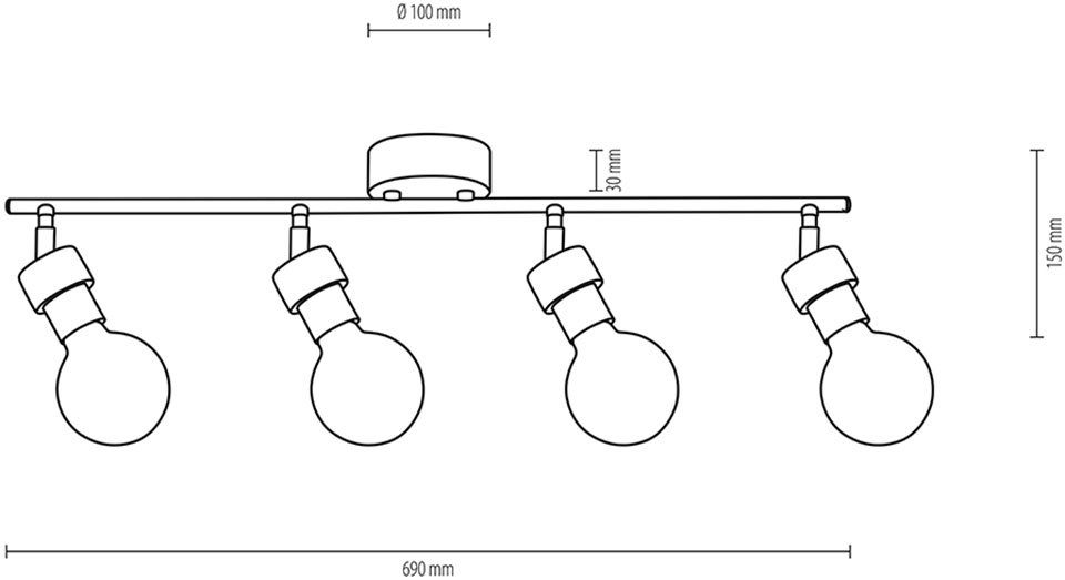 BRITOP LIGHTING Plafondlamp MARJOLAINE Beweegbare spots, van eikenhout, FSC®-certificaat (1 stuk)