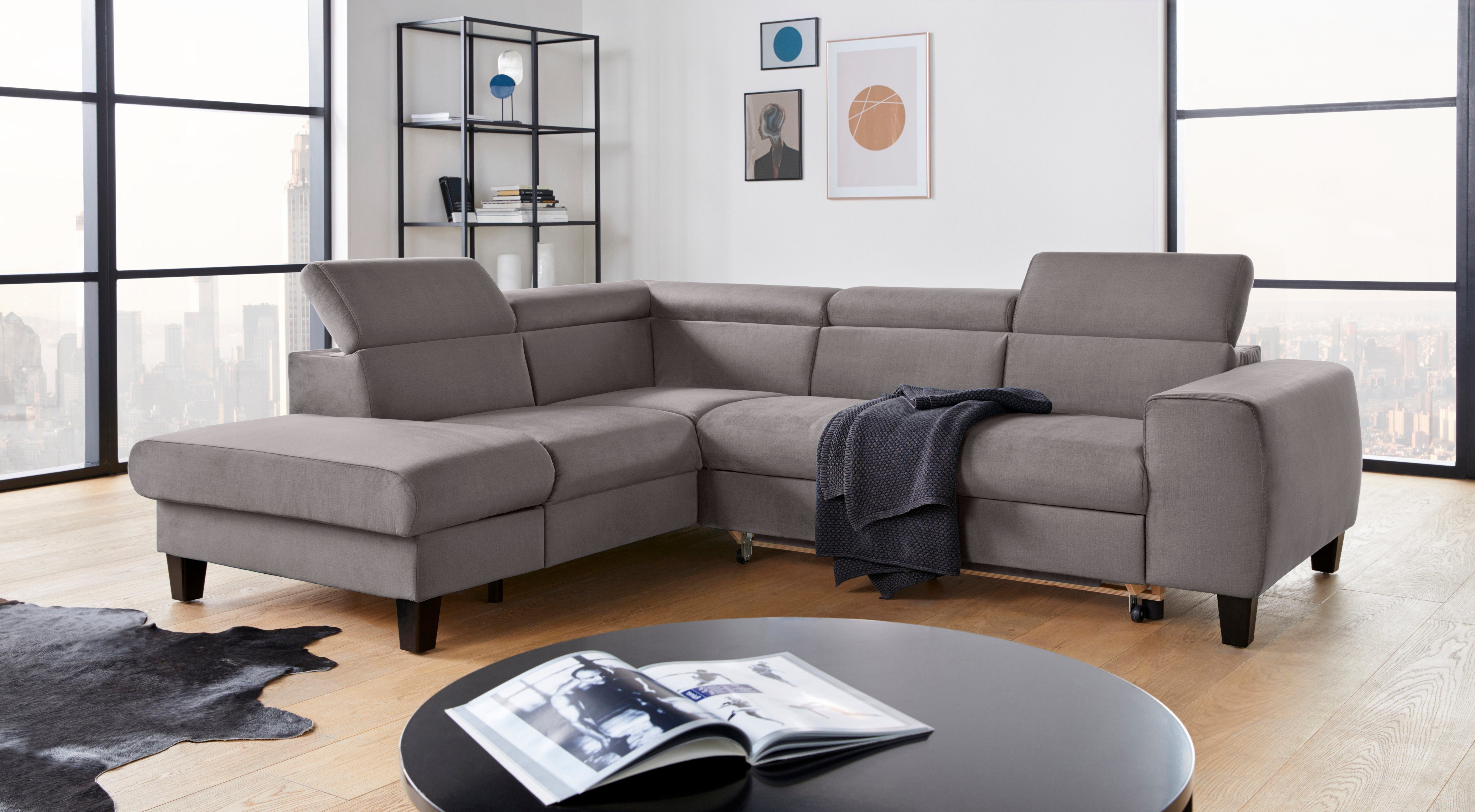COTTA Zithoek Morven L-vorm Set bestaande uit: hoekbank met hoofdverstelling & hocker (set)