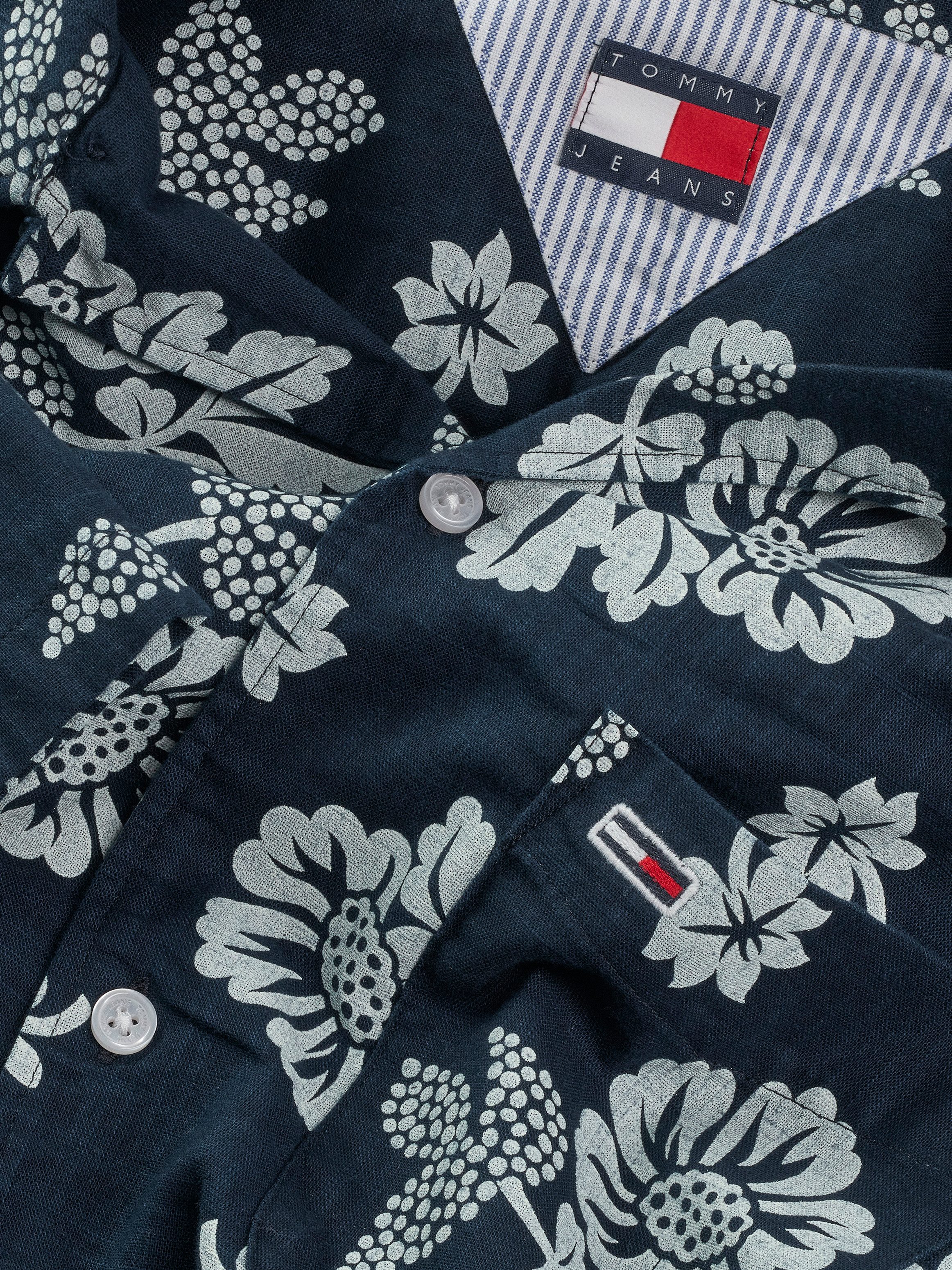 TOMMY JEANS Overhemd met korte mouwen TJM REG SLUB AOP SS SHIRT EXT