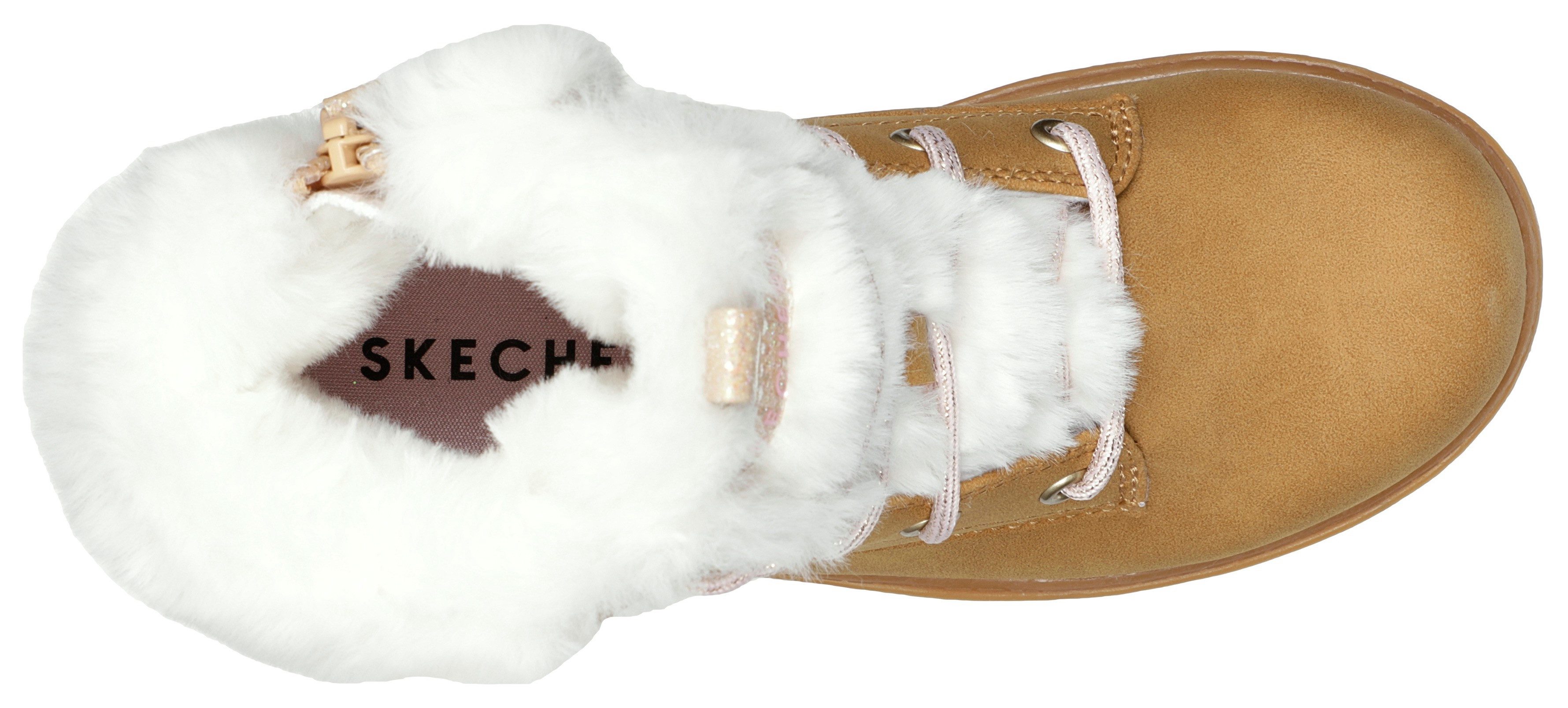 Skechers Winterlaarzen STREET GLITZ , worker boots, veterschoenen, winterlaarzen met kunstbont op de schacht