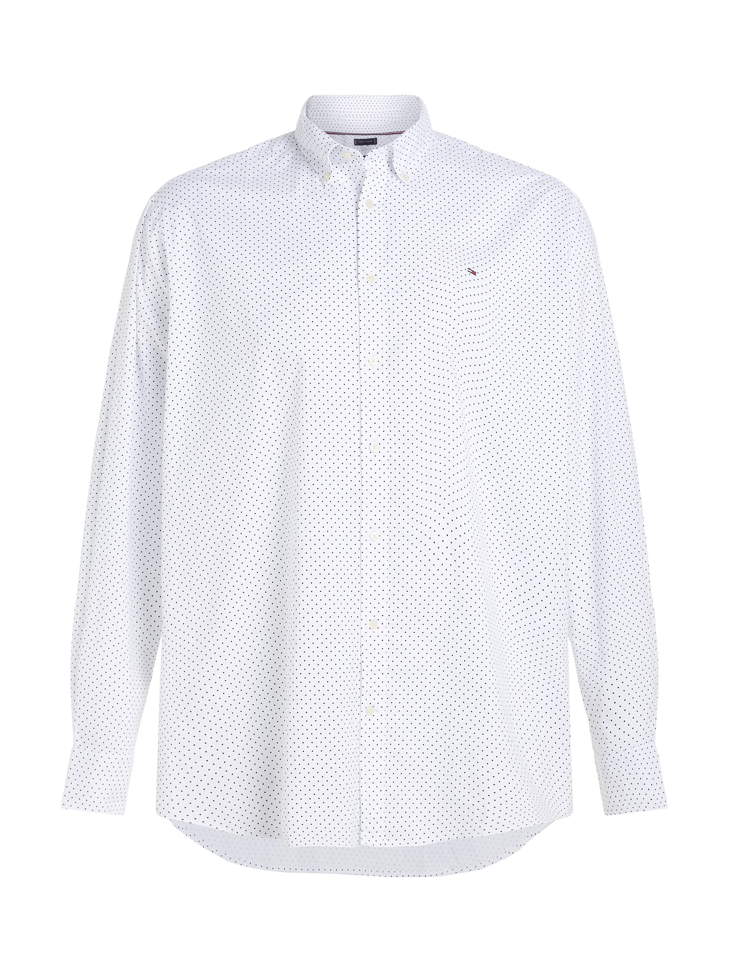 Tommy Hilfiger Overhemd met lange mouwen BT-FLEX POPLIN POLKA DOT S-B in grote maten, logoborduring