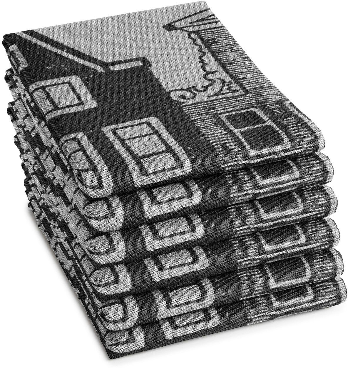 DDDDD Theedoek Canal Jacquard-stof, 60 x 65 cm (set, 6-delig)