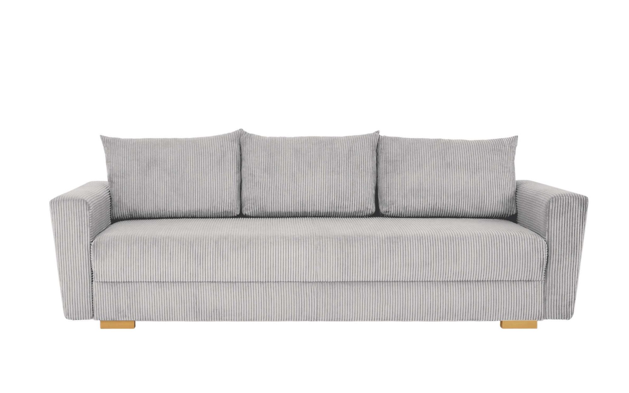 INOSIGN 3-zitsbank MAGHERA slaapbank met bedlade, van hoogwaardige afwerking met golfvering, corduroy en structuur bekleding, b/h/d 230/92,5/79 cm