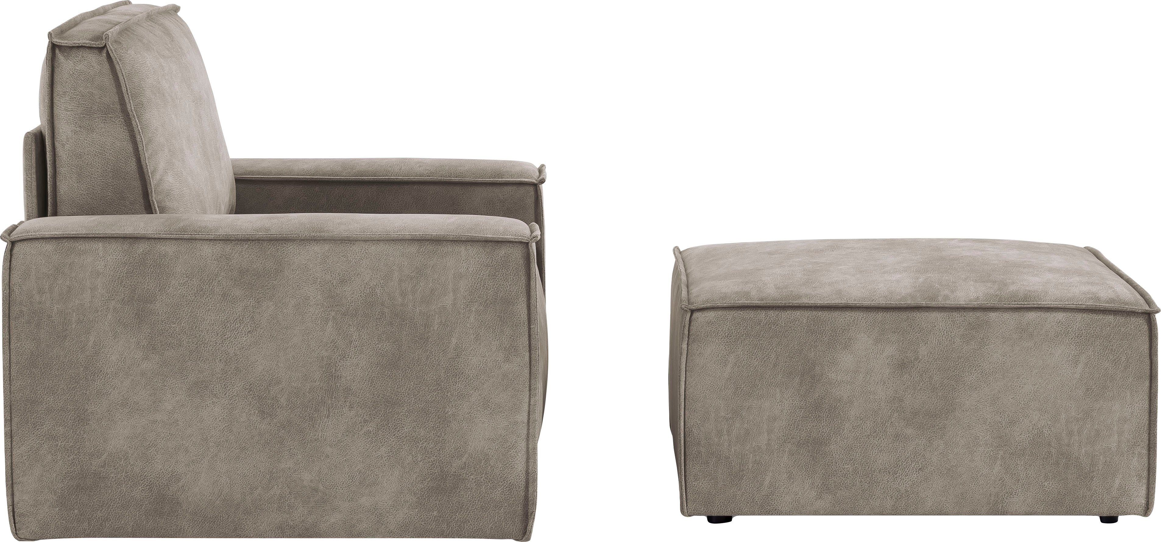 Home affaire Fauteuil Sherwood Loveseat en hocker als set, passend bij de bekleding-serie SHERWOOD