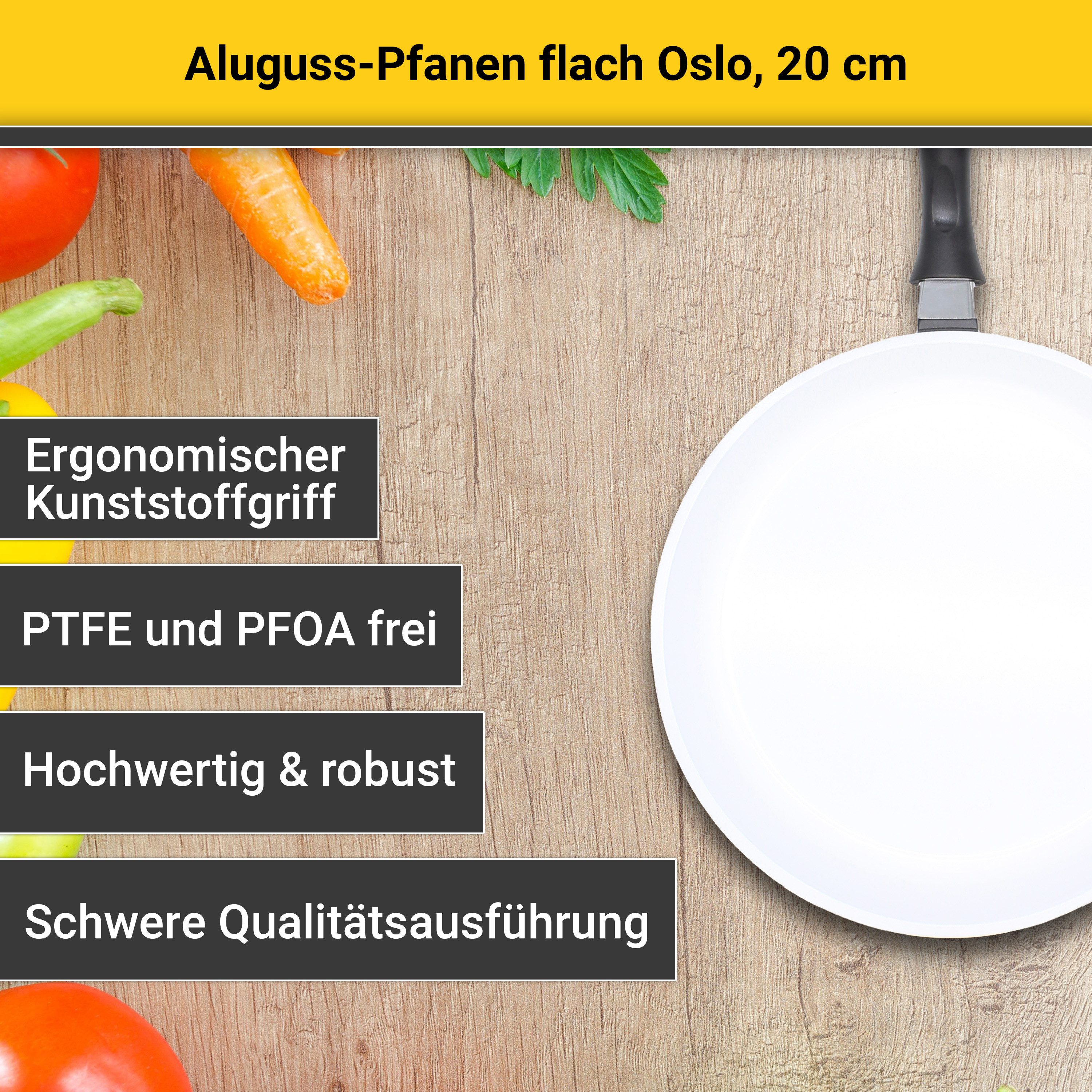 Krüger Koekenpan Oslo plat, keramische coating, inductie, ø 20 cm (1-delig)